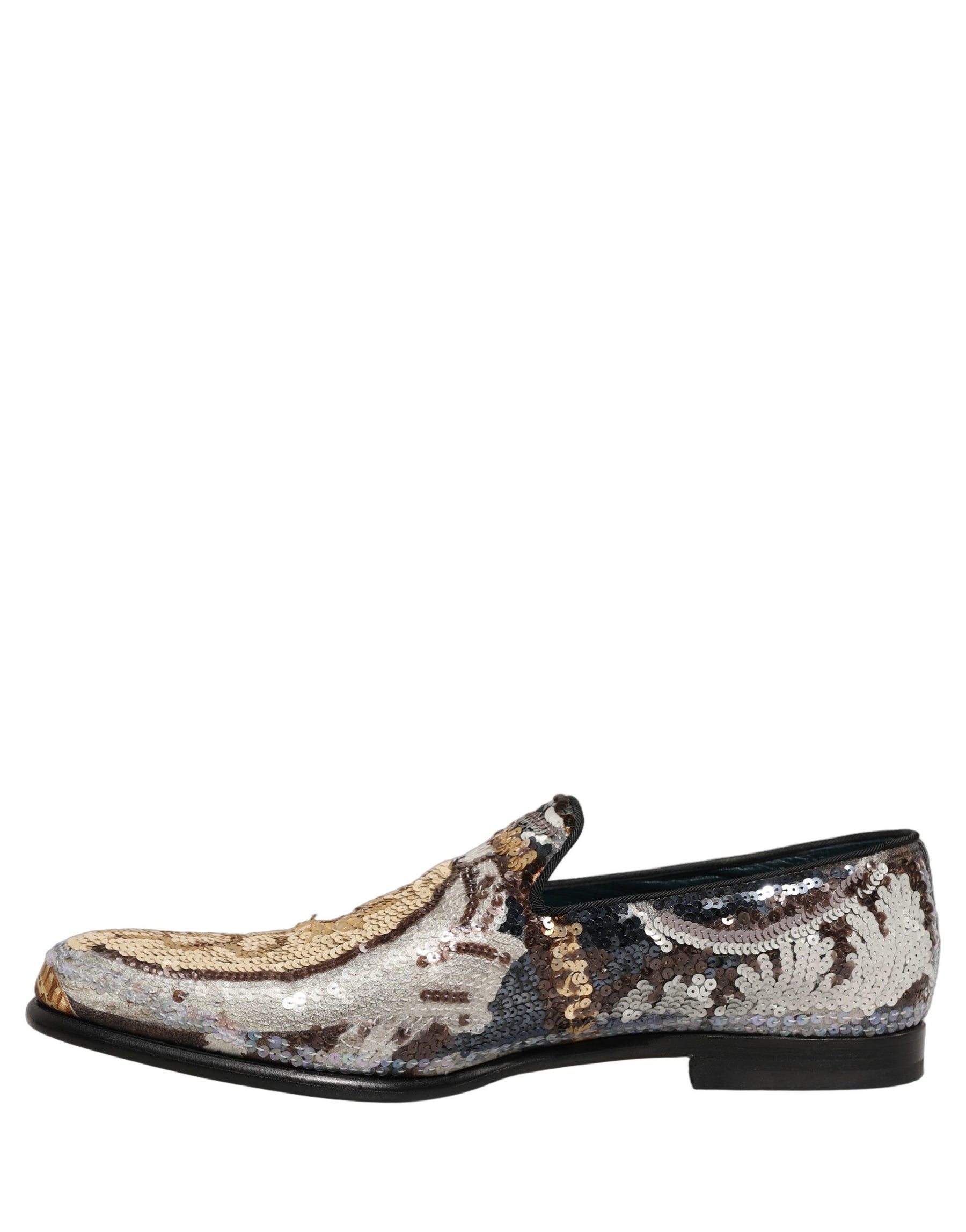 Dolce & Gabbana Multicolor Embroidered Sequin Loafers Shoes | Regal Royce