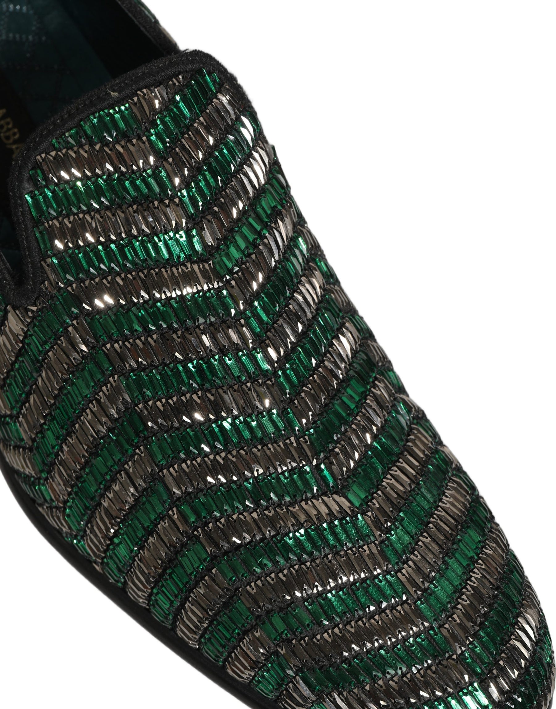 Dolce & Gabbana Silver Green Embellished Dress Loafers Shoes | Regal Royce