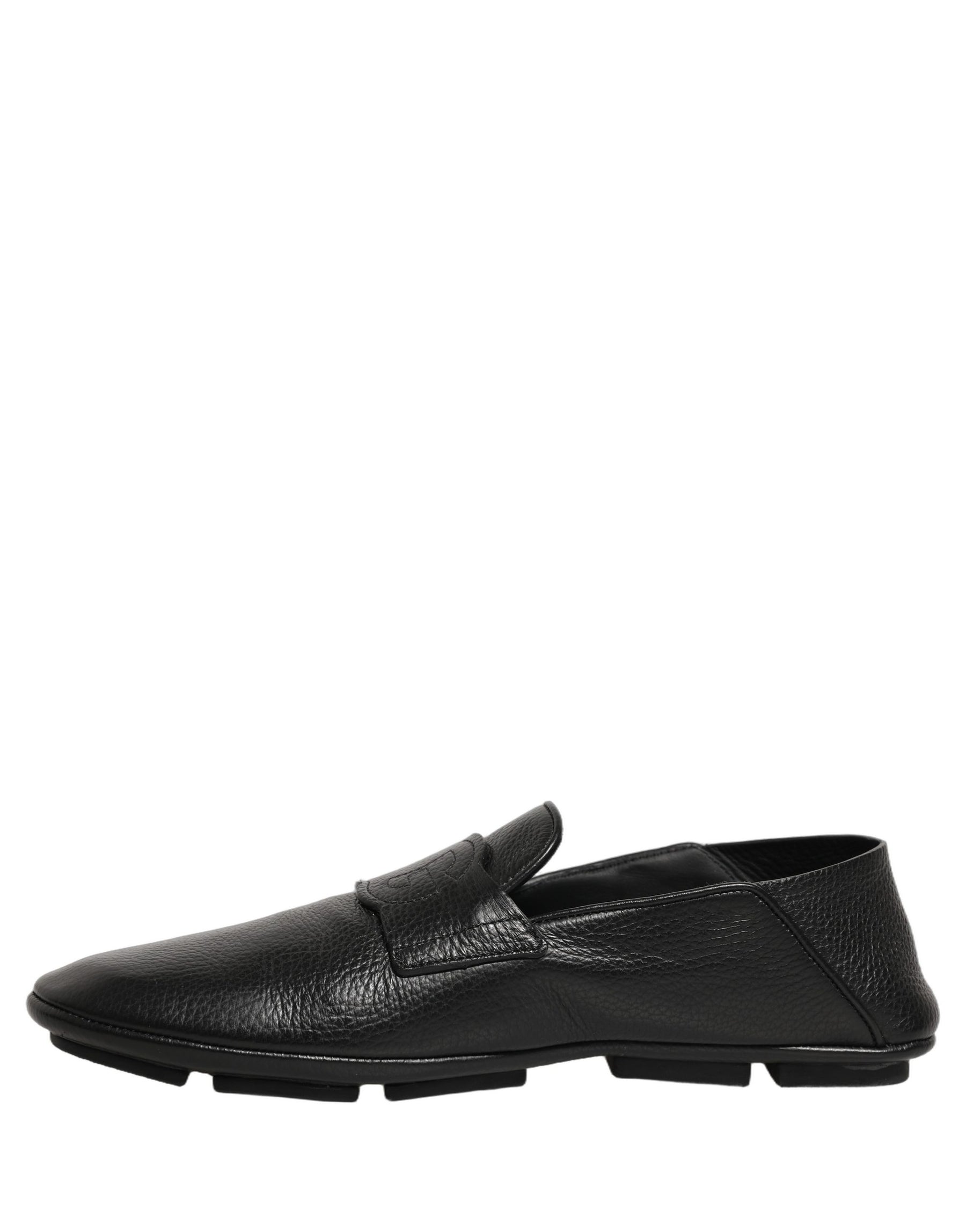 Dolce & Gabbana Black Deerskin Leather Driver Loafers Shoes | Regal Royce