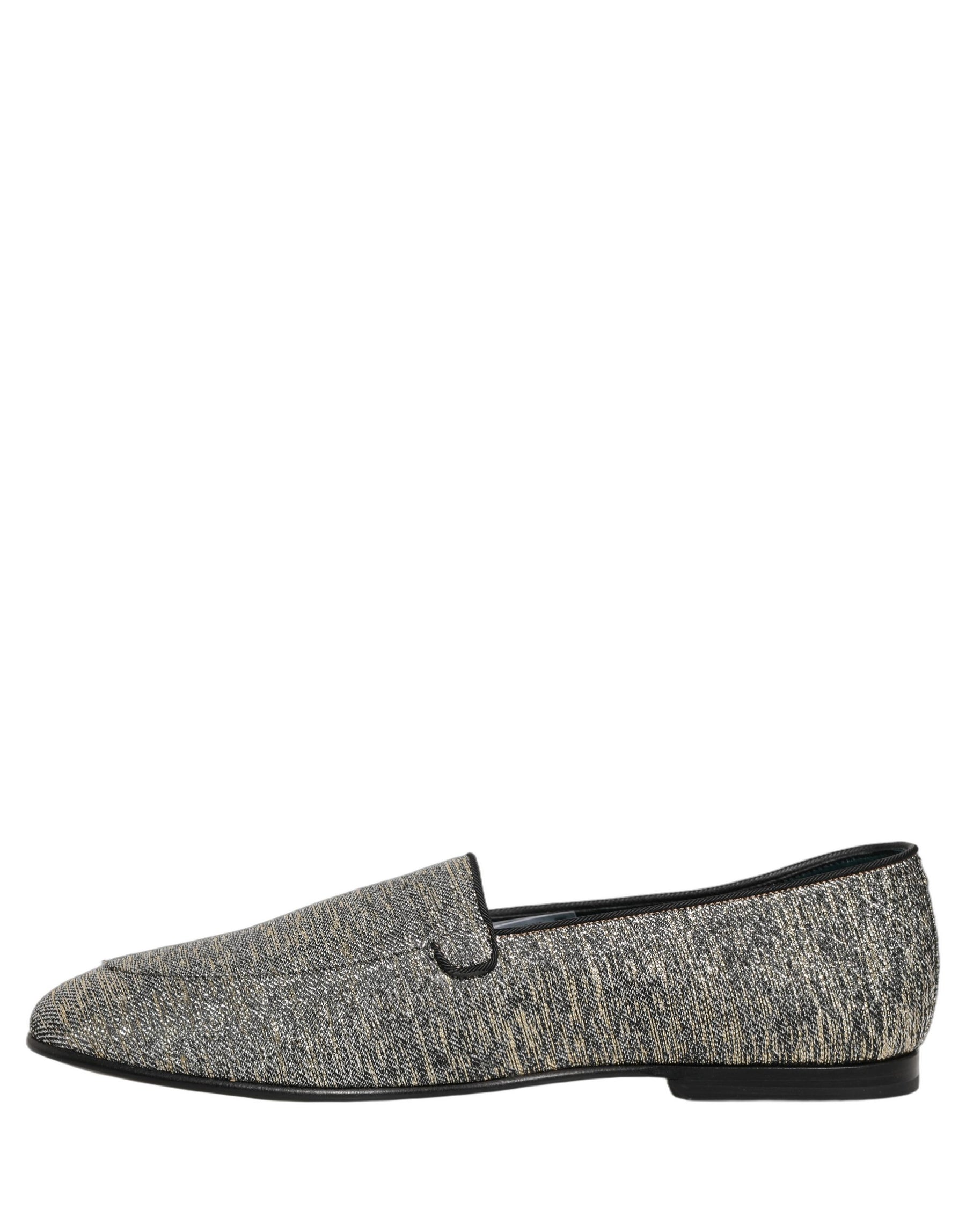 Dolce & Gabbana Gray Glitter Lurex DG Logo Dress Loafers Shoes | Regal Royce