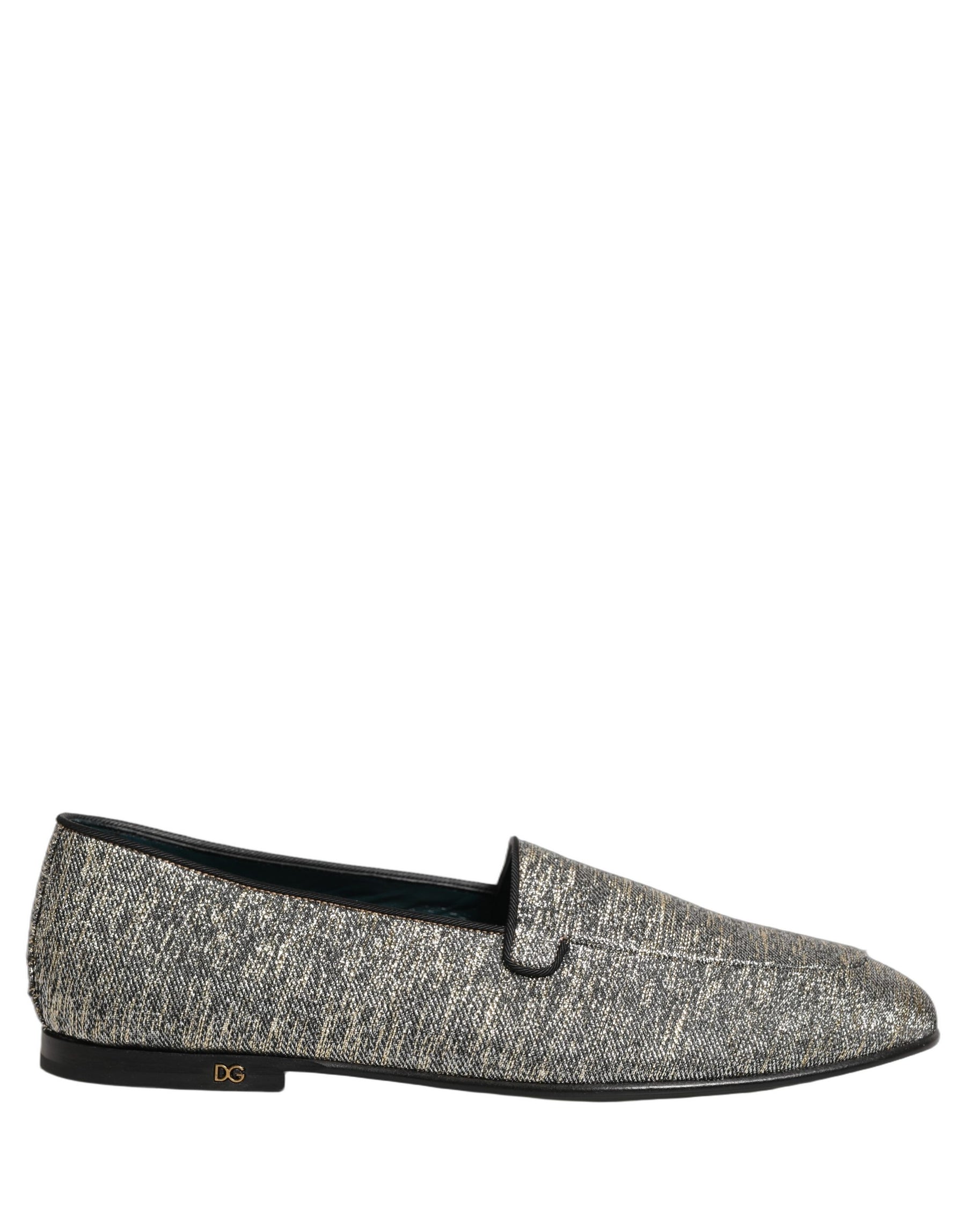 Dolce & Gabbana Gray Glitter Lurex DG Logo Dress Loafers Shoes | Regal Royce