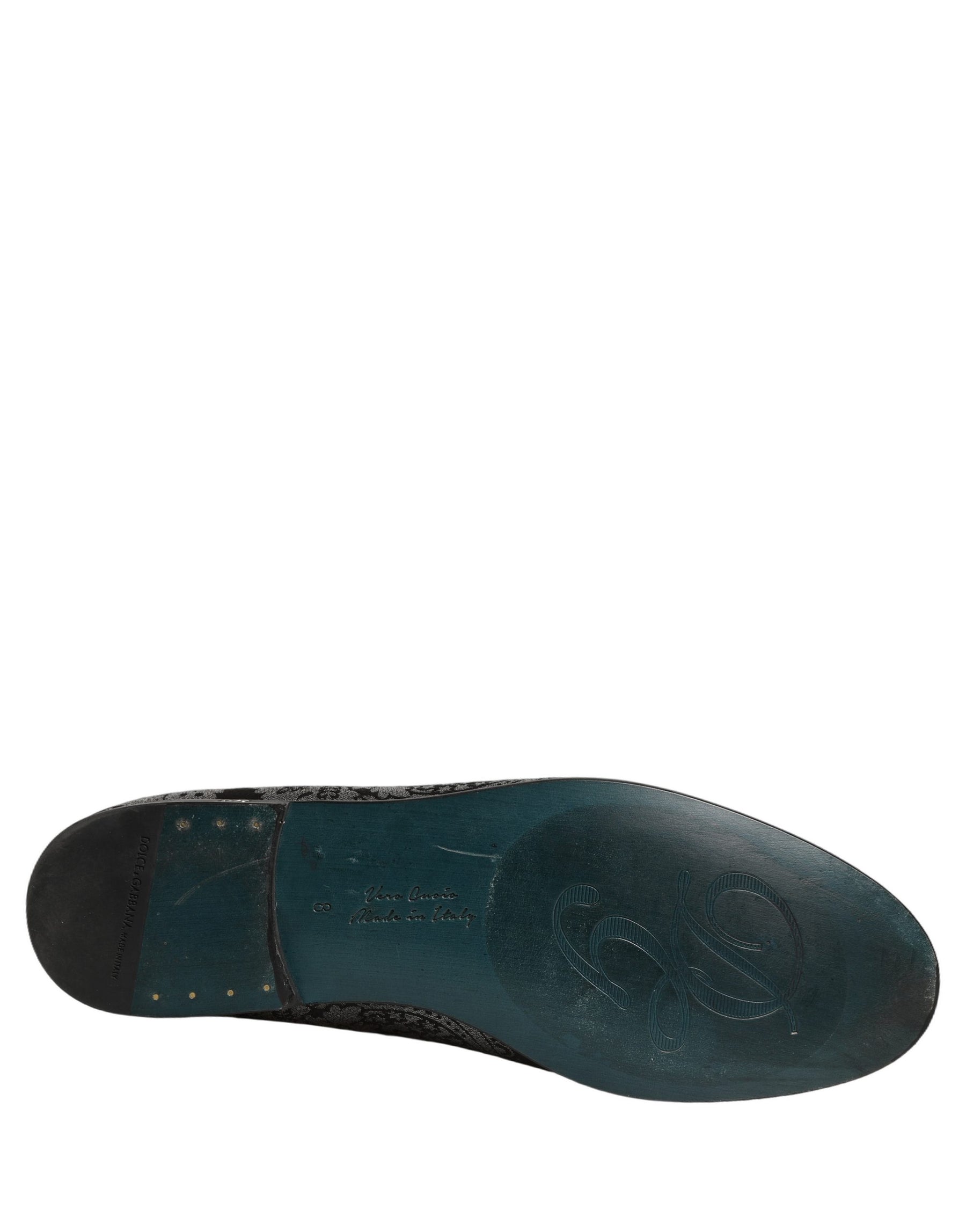 Dolce & Gabbana Silver Jacquard Leather Slip On Loafers Shoes | Regal Royce