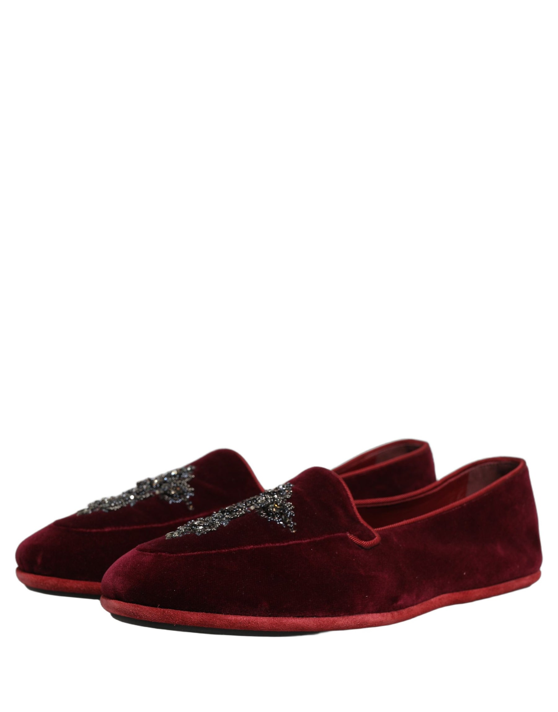 Dolce & Gabbana Red Suede Embellished Men Dress Loafers Shoes | Regal Royce