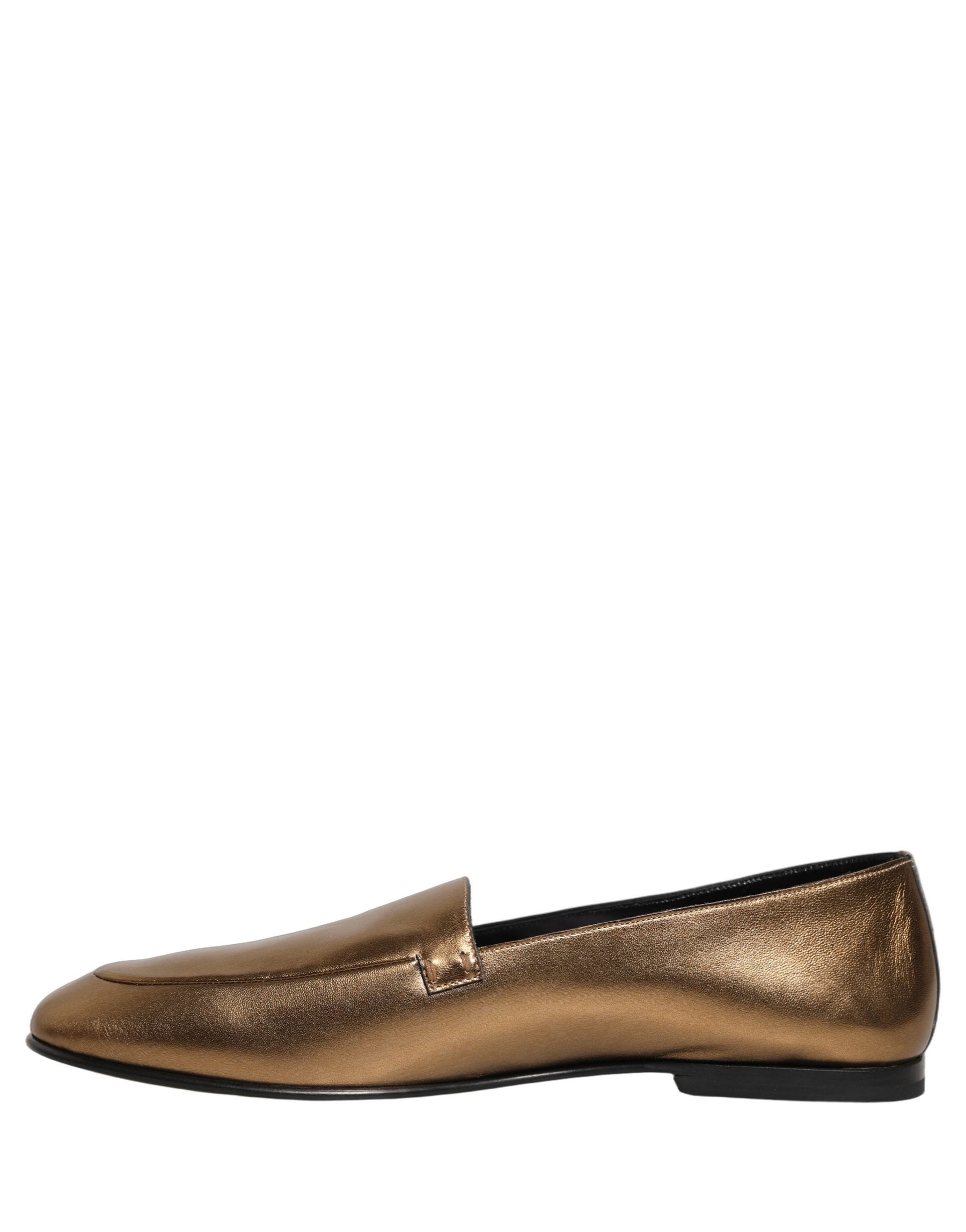 Dolce & Gabbana Gold Leather DG Logo Slip On Men Loafers Shoes | Regal Royce