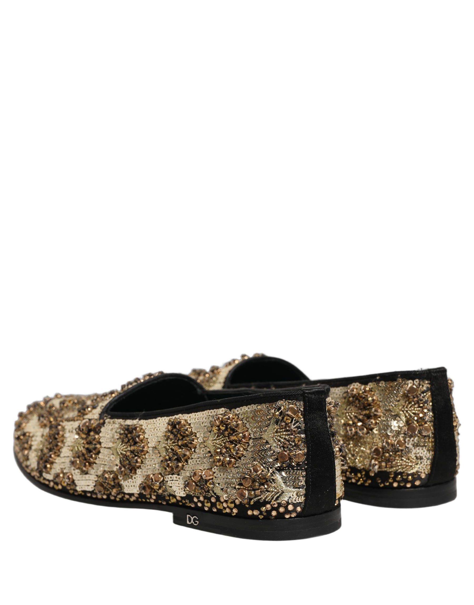 Dolce & Gabbana Gold Sequin Embellished Dress Loafers Shoes | Regal Royce