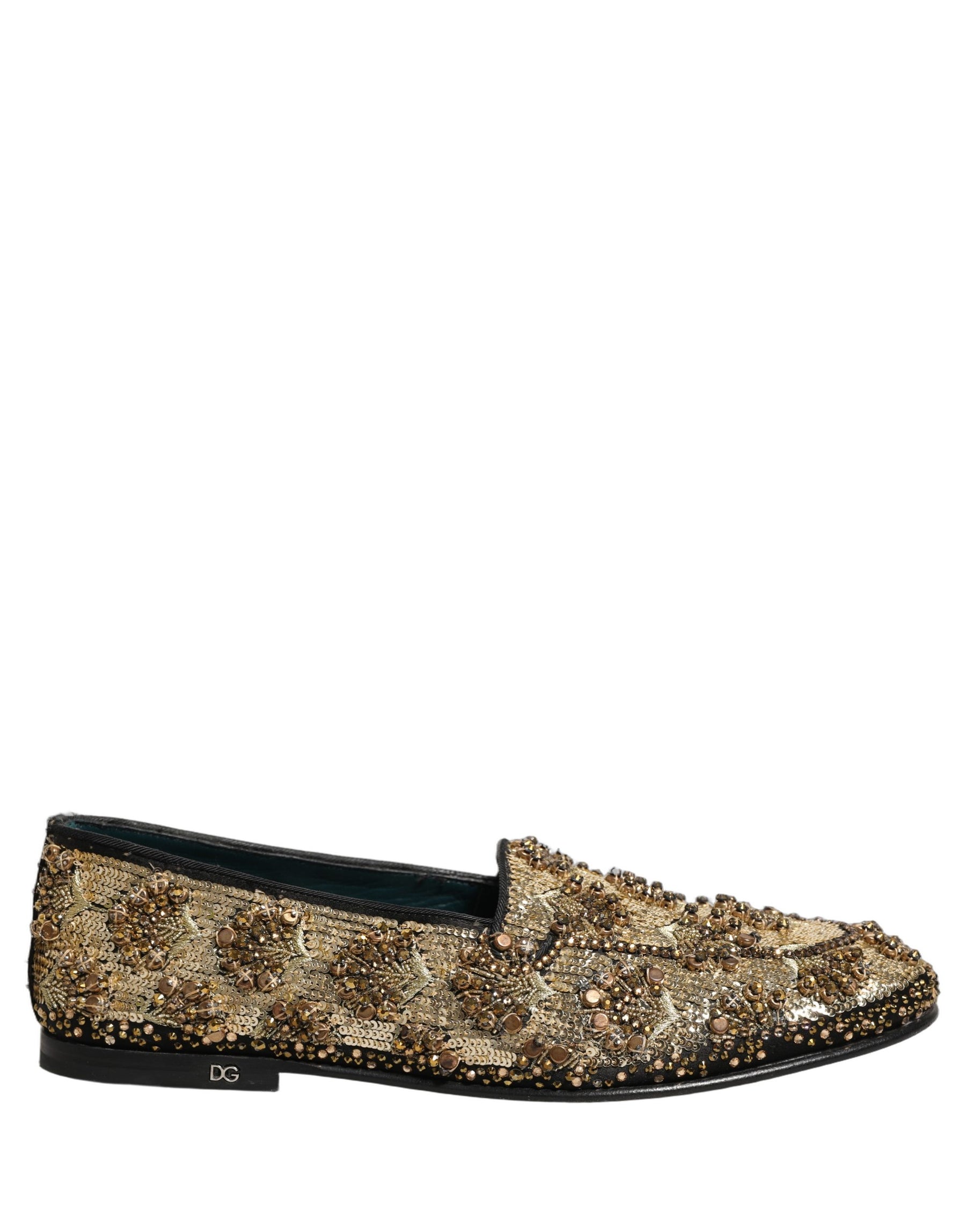 Dolce & Gabbana Gold Sequin Embellished Dress Loafers Shoes | Regal Royce
