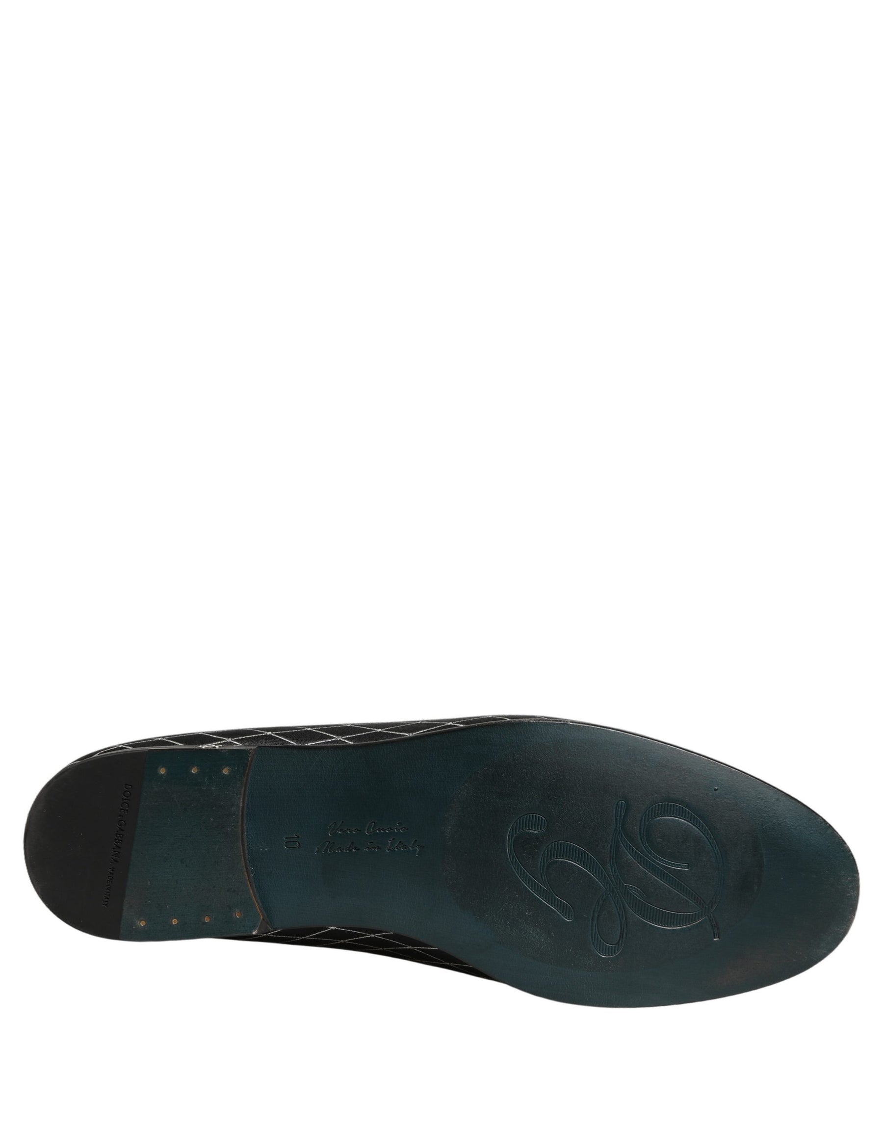 Dolce & Gabbana Black Velvet Diamond Stitched Loafers Shoes | Regal Royce