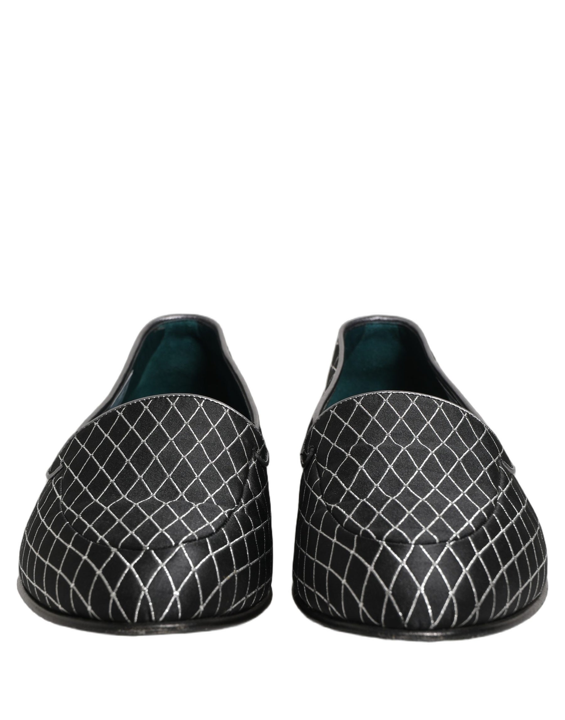 Dolce & Gabbana Black Velvet Diamond Stitched Loafers Shoes | Regal Royce