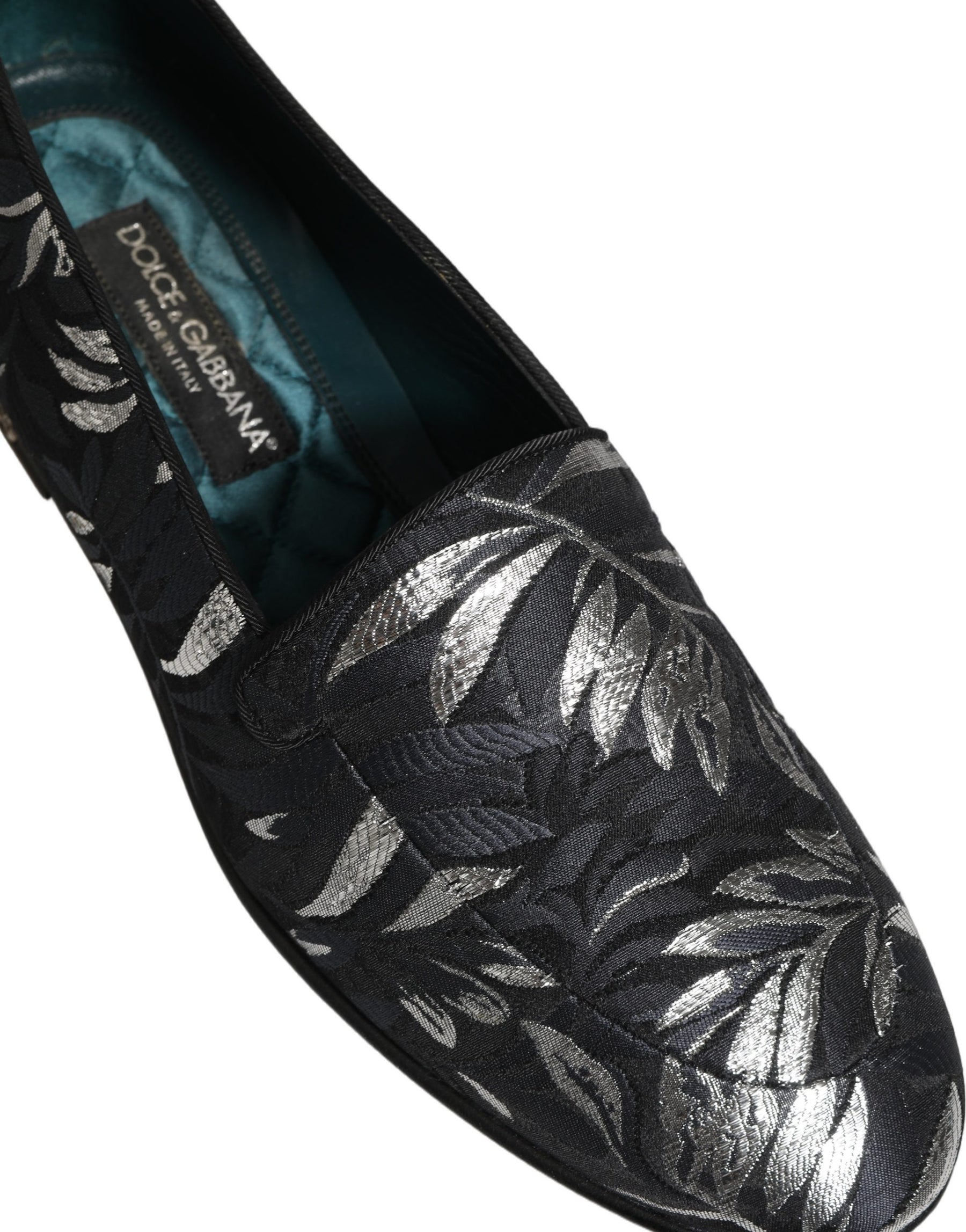Dolce & Gabbana Black Leaf Embroidery Dress Men Loafers Shoes | Regal Royce