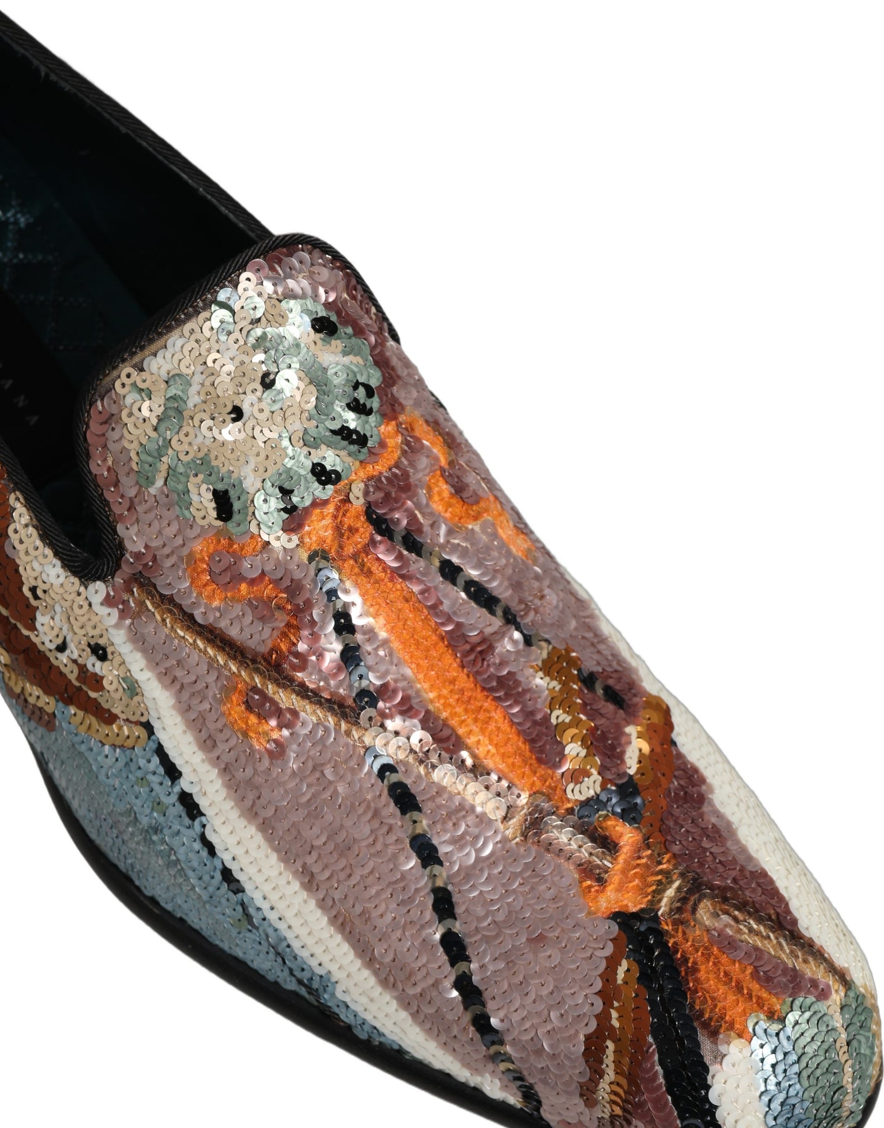 Dolce & Gabbana Multicolor Embroidered Sequin Loafers Shoes | Regal Royce