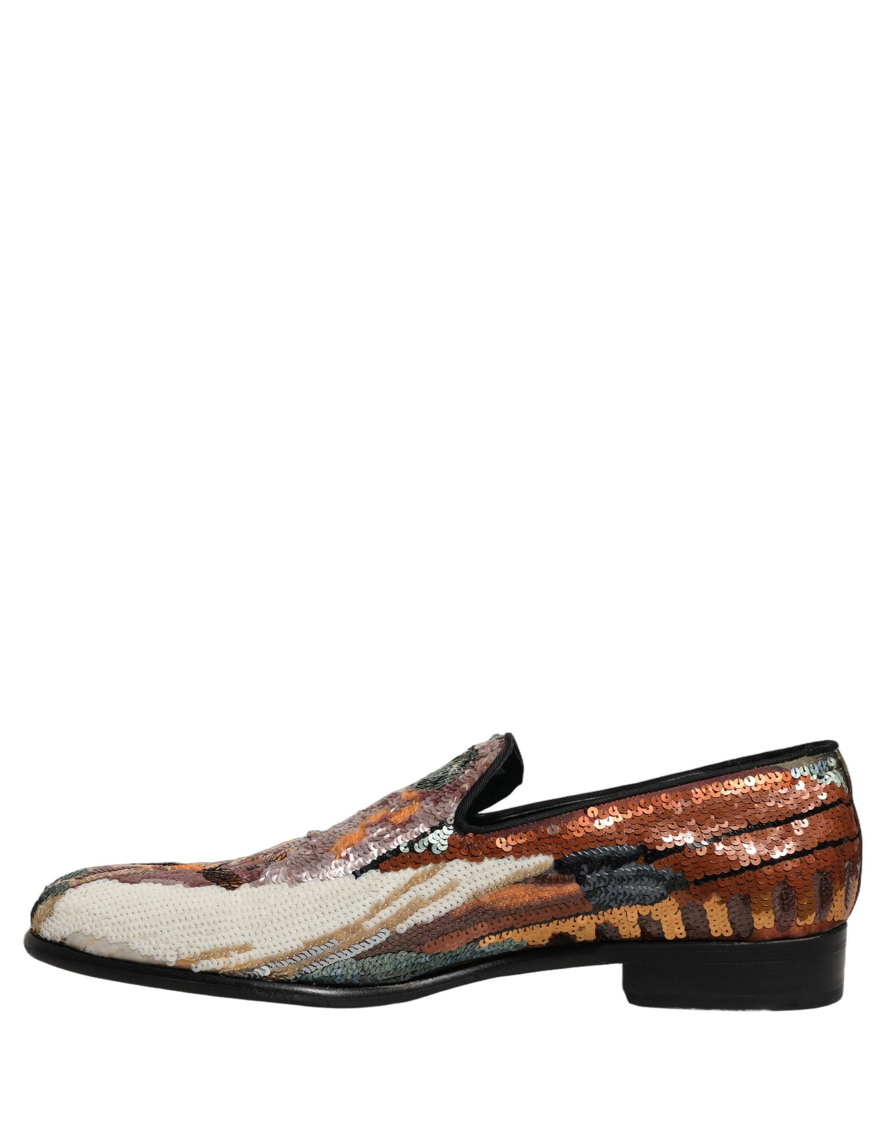 Dolce & Gabbana Multicolor Embroidered Sequin Loafers Shoes | Regal Royce
