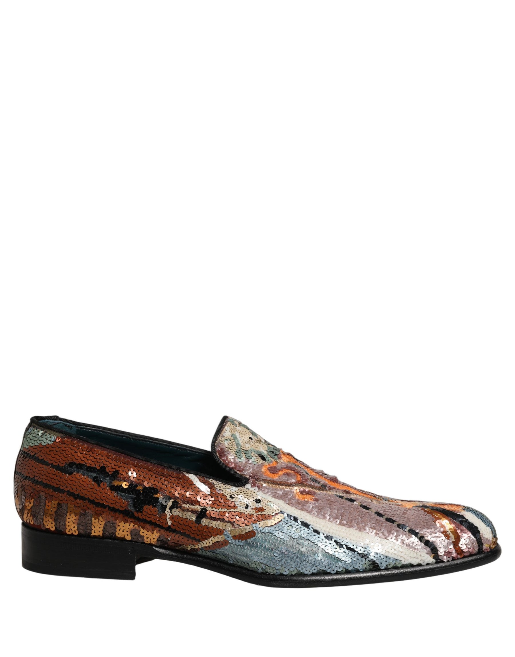 Dolce & Gabbana Multicolor Embroidered Sequin Loafers Shoes | Regal Royce