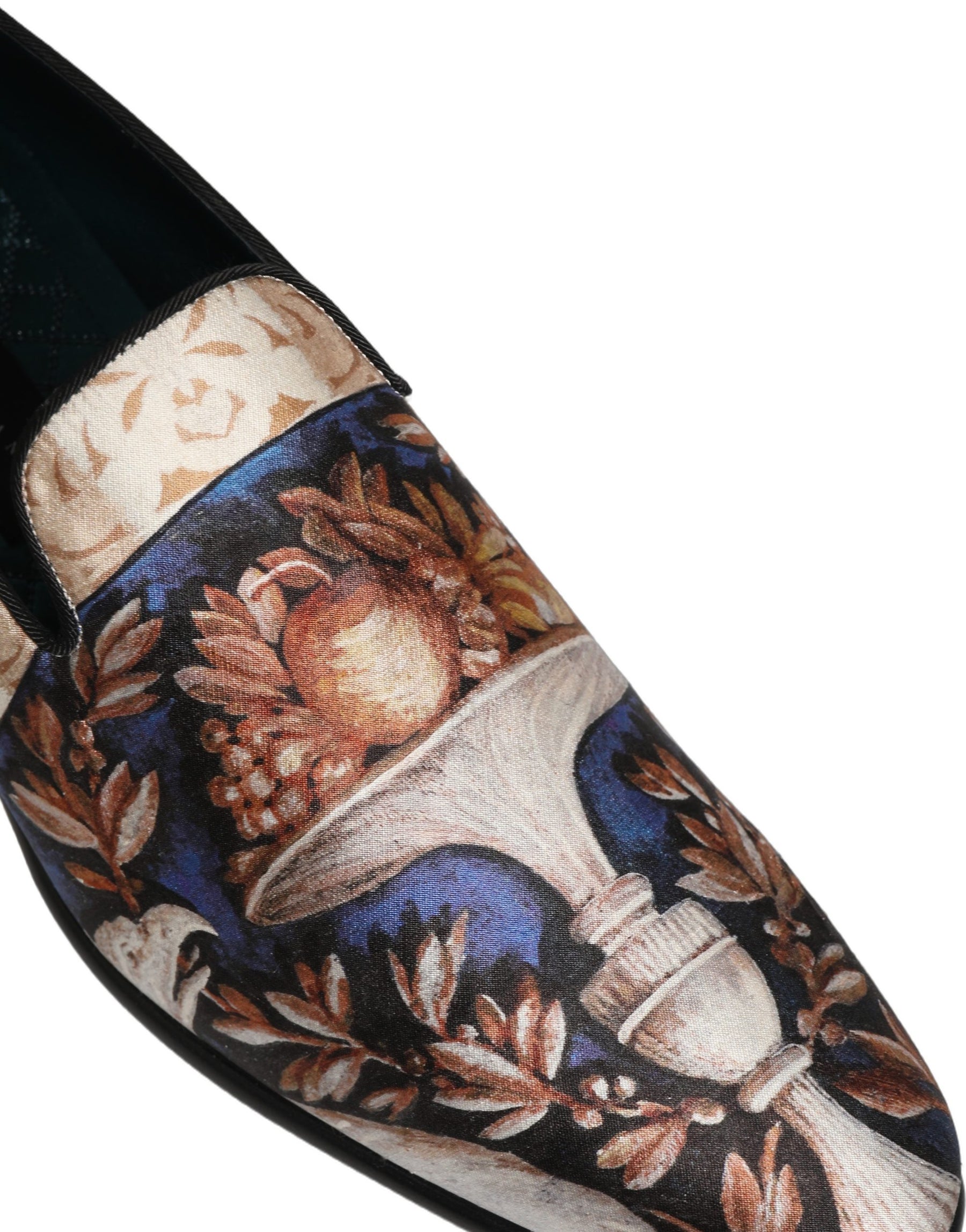 Dolce & Gabbana Multicolor Fruit Print Velvet Loafers Shoes | Regal Royce