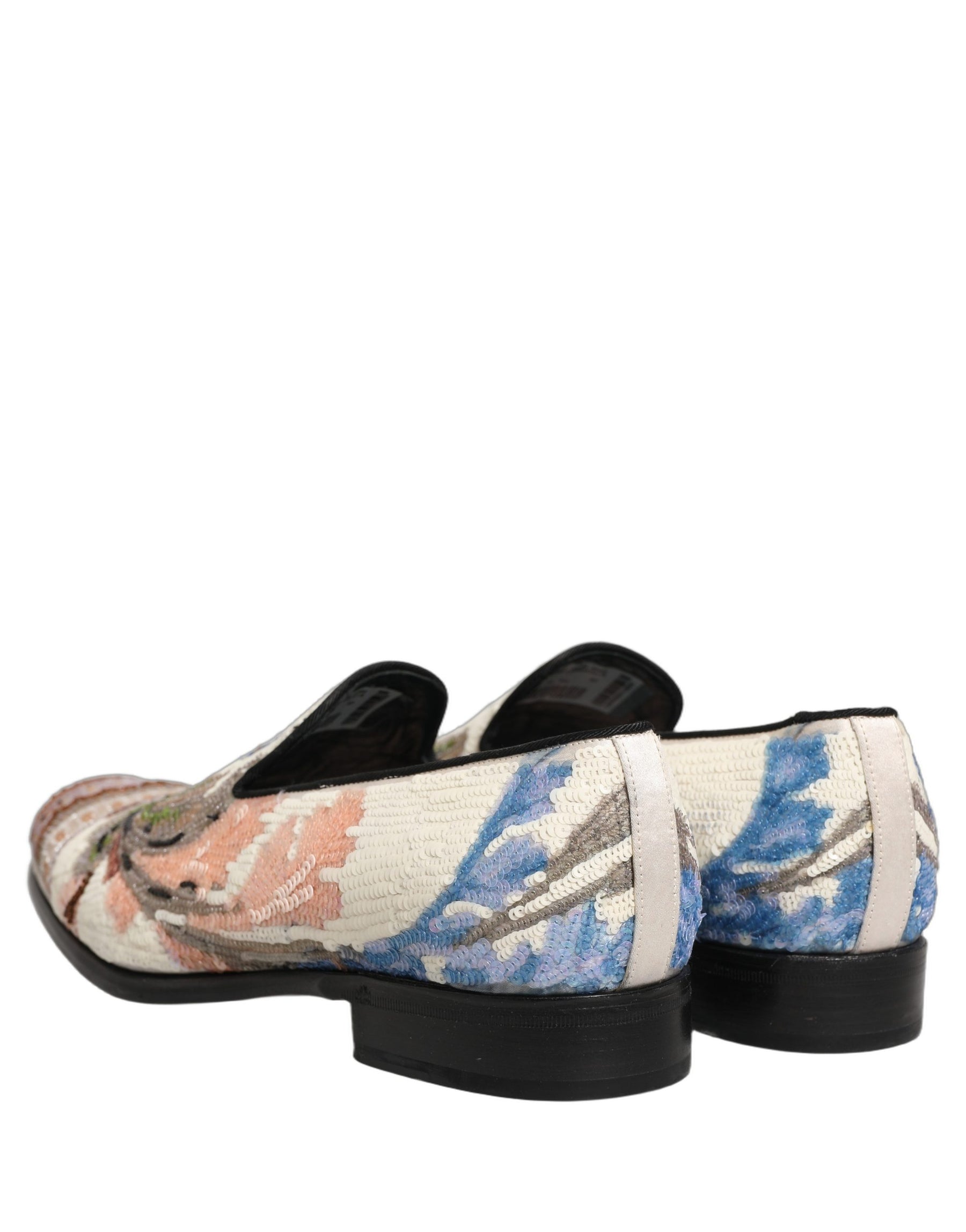 Dolce & Gabbana Multicolor Sequin Embroidered Loafers Shoes | Regal Royce