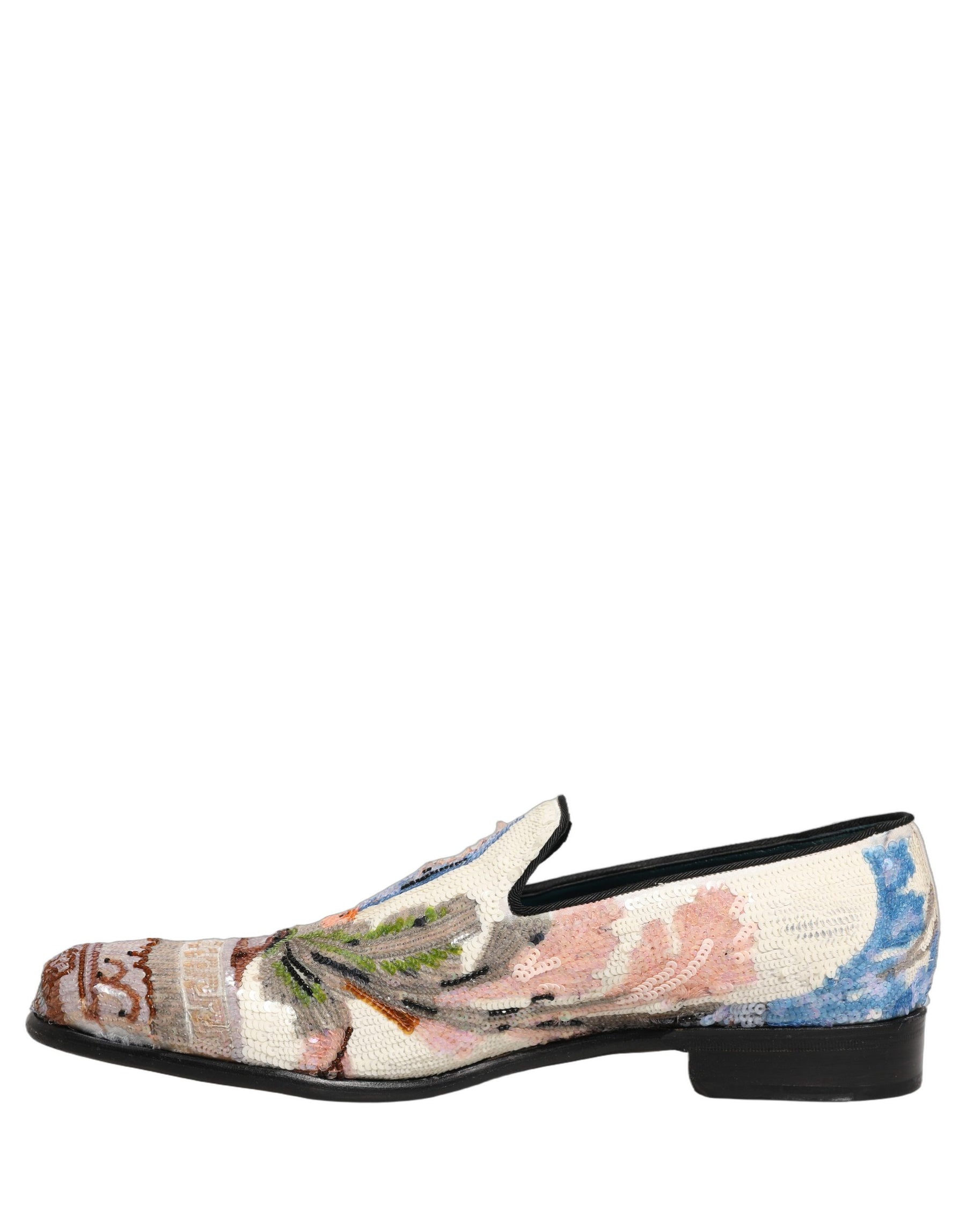 Dolce & Gabbana Multicolor Sequin Embroidered Loafers Shoes | Regal Royce