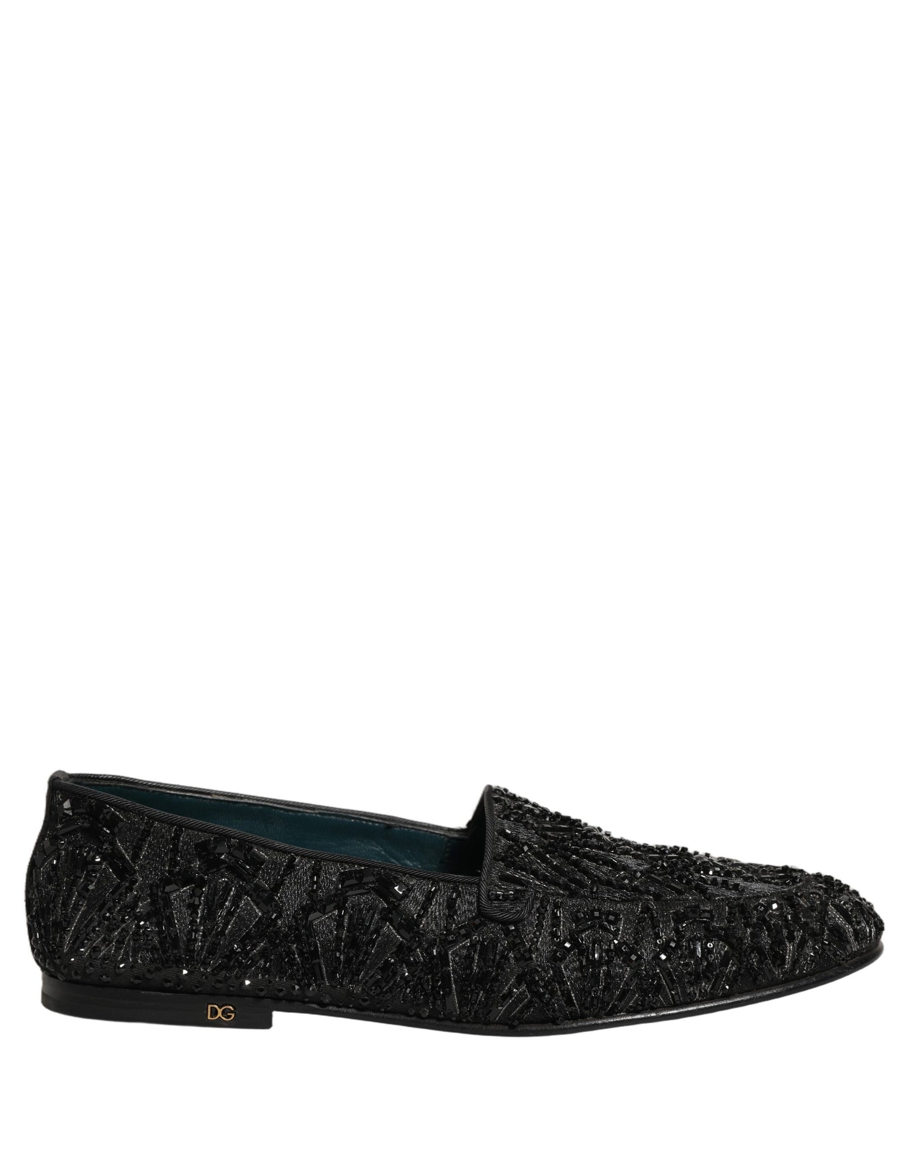 Dolce & Gabbana Black Velvet Embroidered Dress Loafers Shoes | Regal Royce
