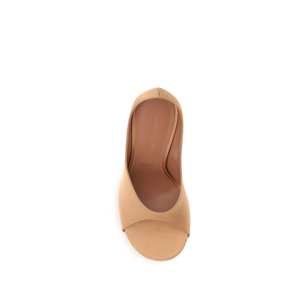 Amina Muaddi Beige Silk Platform Pumps | Regal Royce
