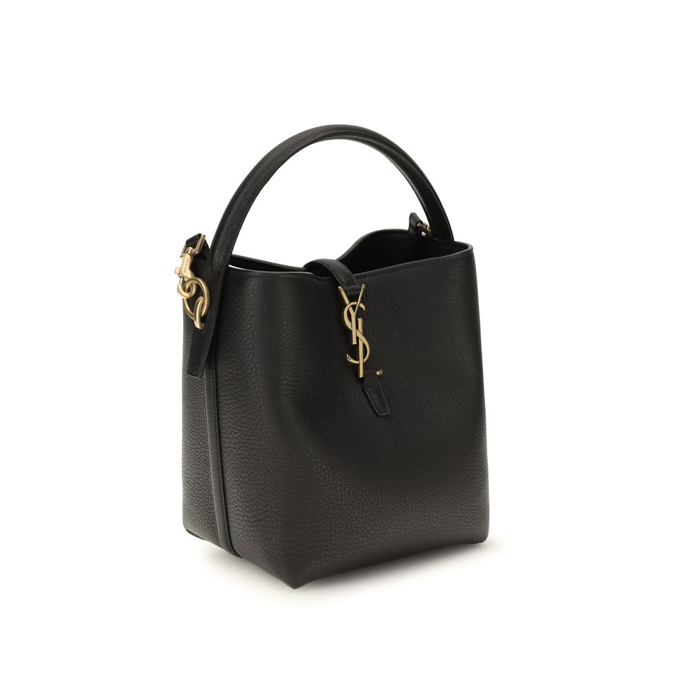Saint Laurent Black Calf Leather Bos Taurus Backet Bag | Regal Royce