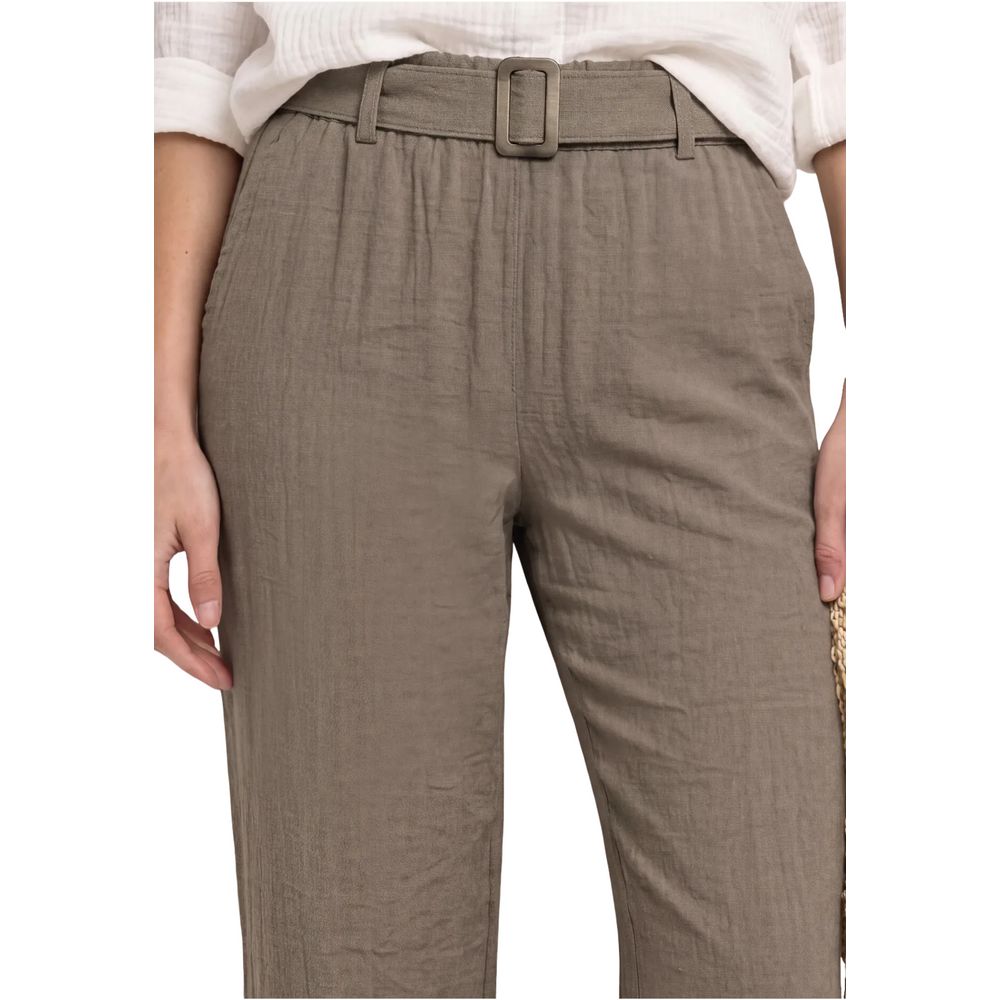 Street One Beige Viscose Casual Pants | Regal Royce