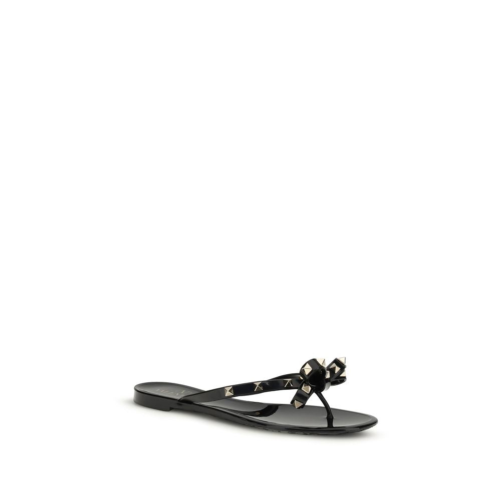 Valentino Garavani Black Cotton Flip-Flop Sandals | Regal Royce