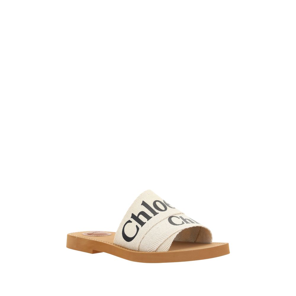 Chloé White Cotton Flat Sandals | Regal Royce