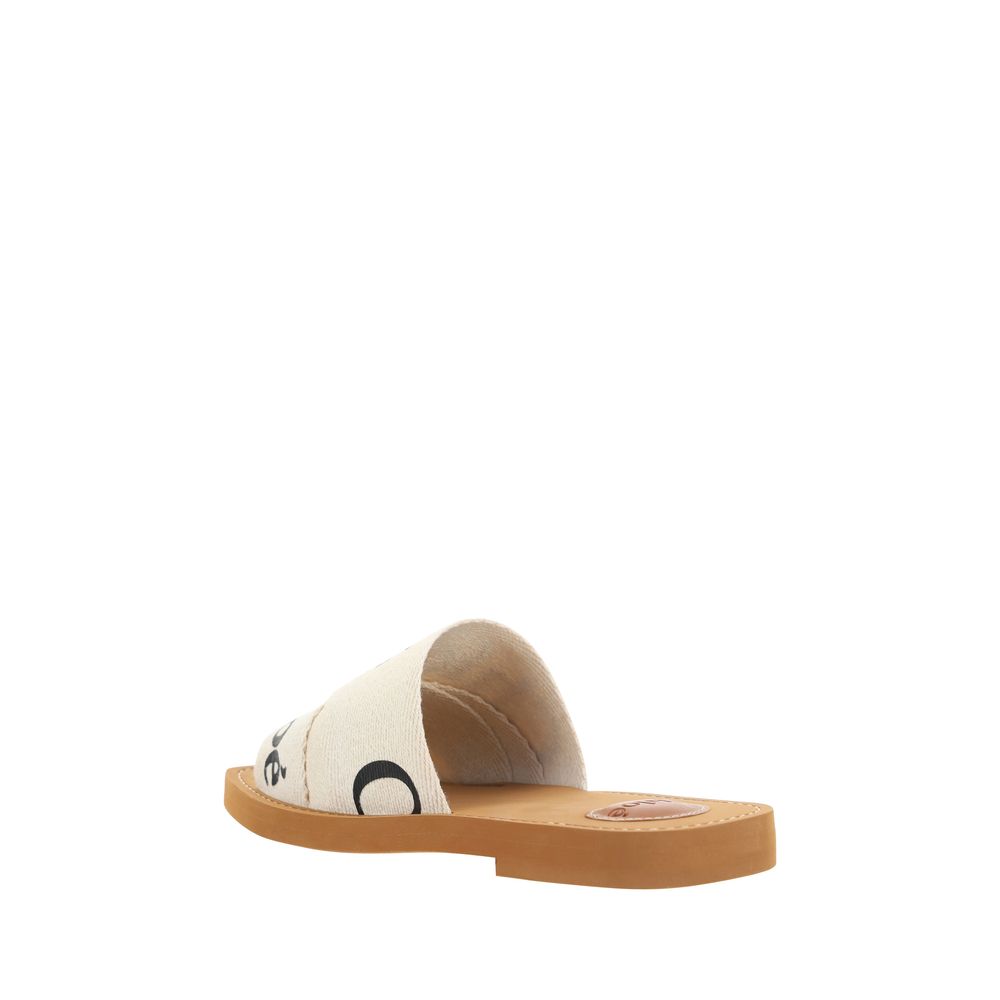 Chloé White Cotton Flat Sandals | Regal Royce