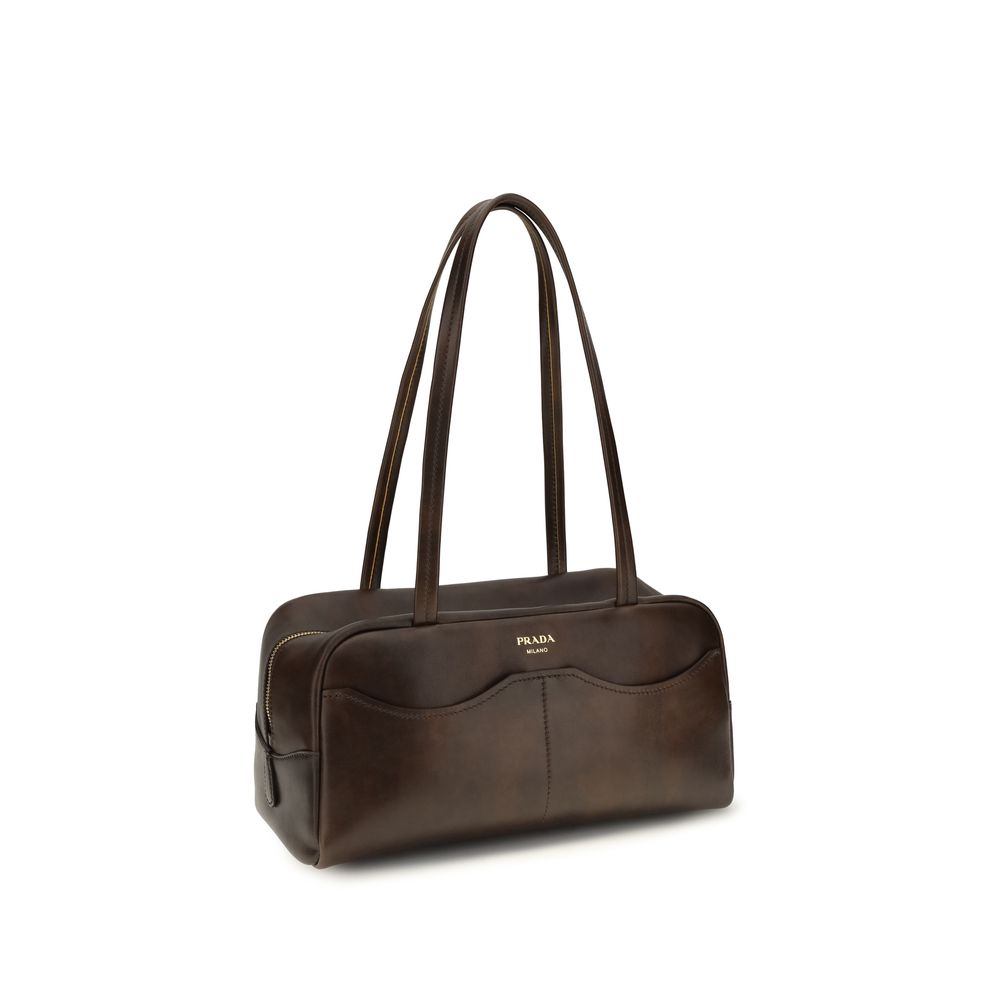 Prada Brown Calf Leather Bos Taurus Shoulder Bag | Regal Royce