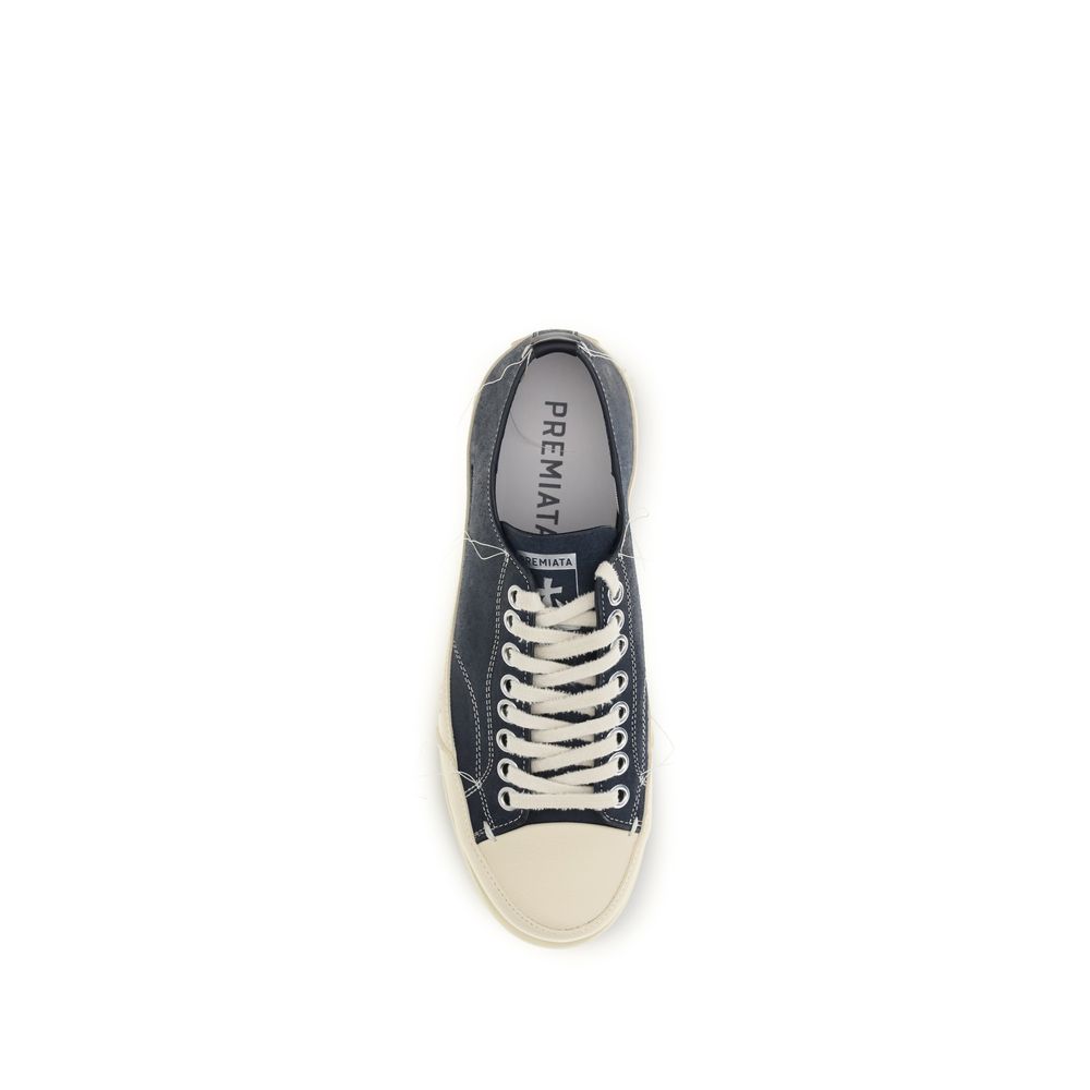 Premiata Blue Calf Leather Bos Taurus Low Top Sneakers | Regal Royce