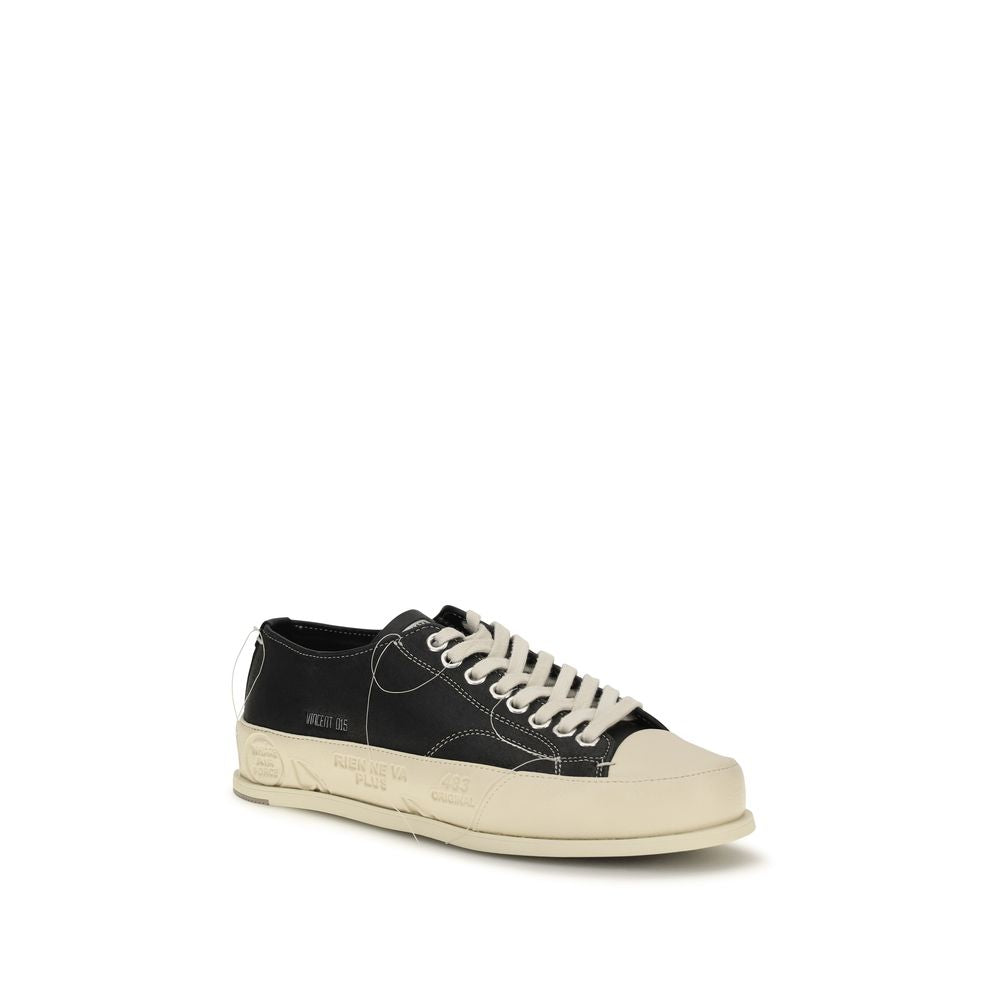 Premiata Black Calf Leather Bos Taurus Low Top Sneakers | Regal Royce