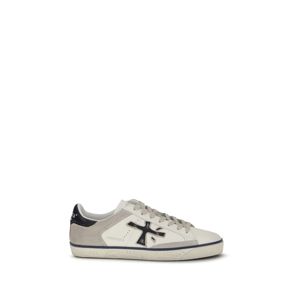 Premiata White Calf Leather Bos Taurus Low Top Sneakers | Regal Royce