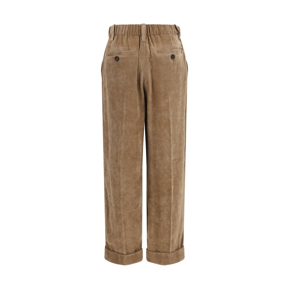 Brunello Cucinelli Brown Viscose Casual Pants | Regal Royce