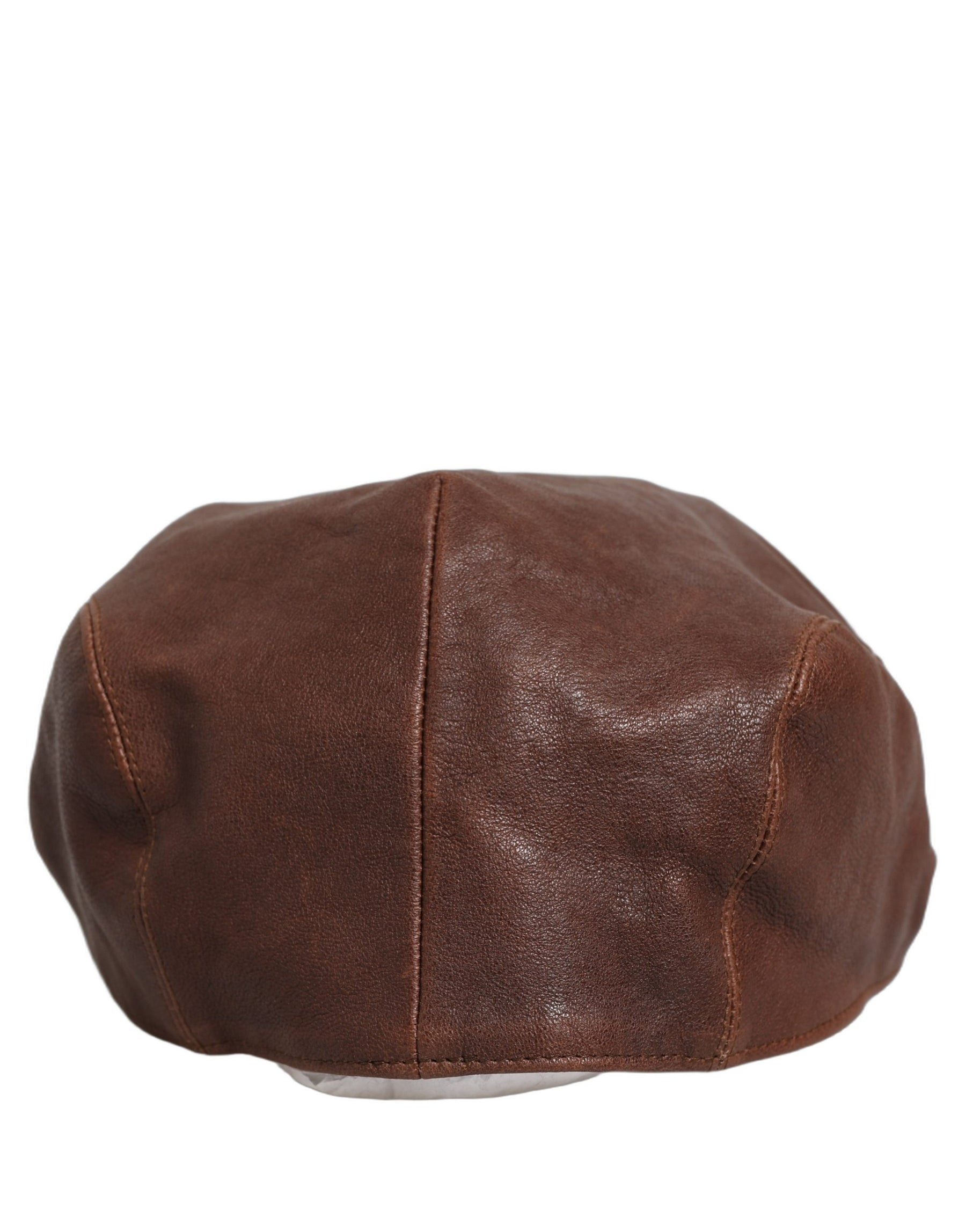 Dolce & Gabbana Men Brown Lamb Leather Newsboy Cloth Capello Hat | Regal Royce