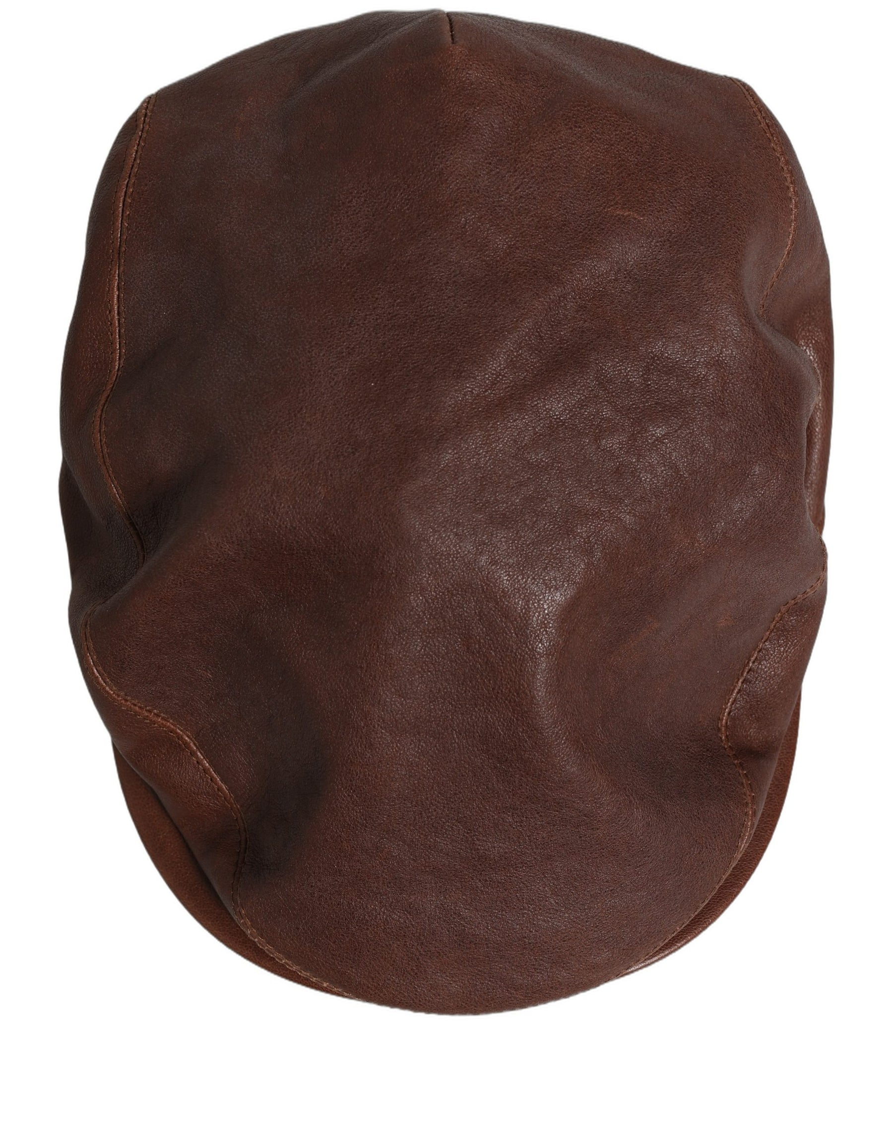 Dolce & Gabbana Men Brown Lamb Leather Newsboy Cloth Capello Hat | Regal Royce
