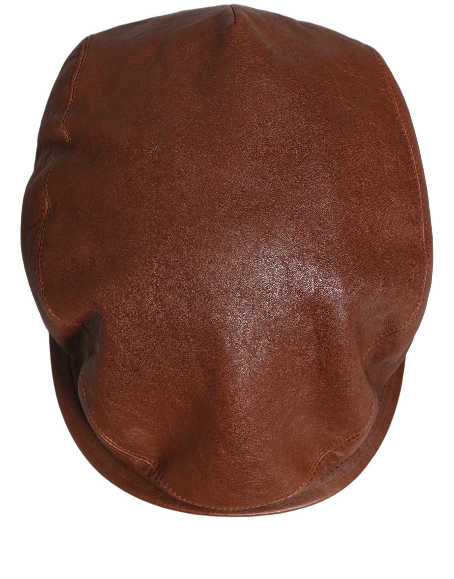Dolce & Gabbana Men Brown Lamb Leather Newsboy Cloth Capello Hat | Regal Royce