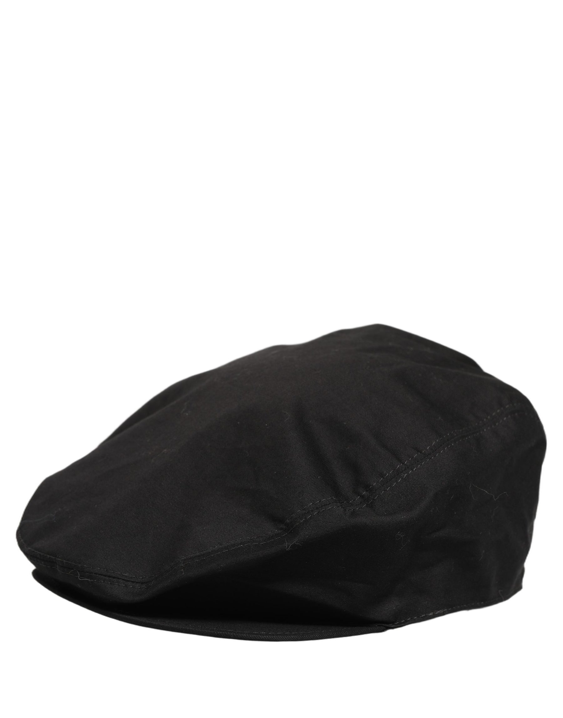 Dolce & Gabbana Men Black Cotton Stretch Newsboy Cloth Capello Hat | Regal Royce