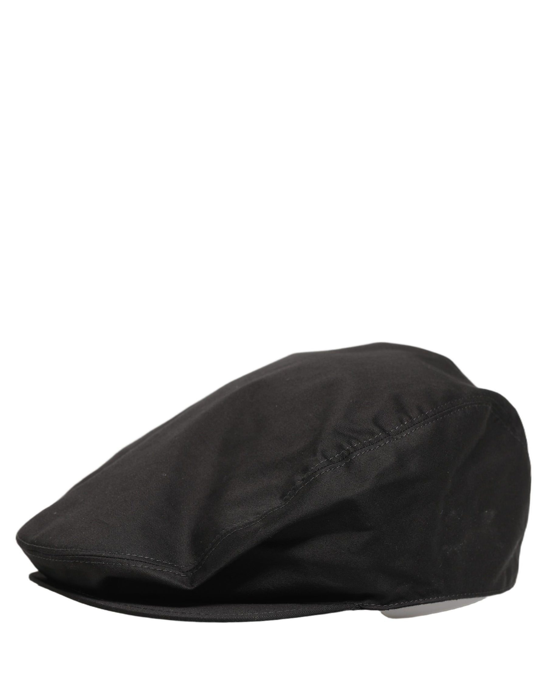 Dolce & Gabbana Men Black Cotton Stretch Newsboy Cloth Capello Hat | Regal Royce