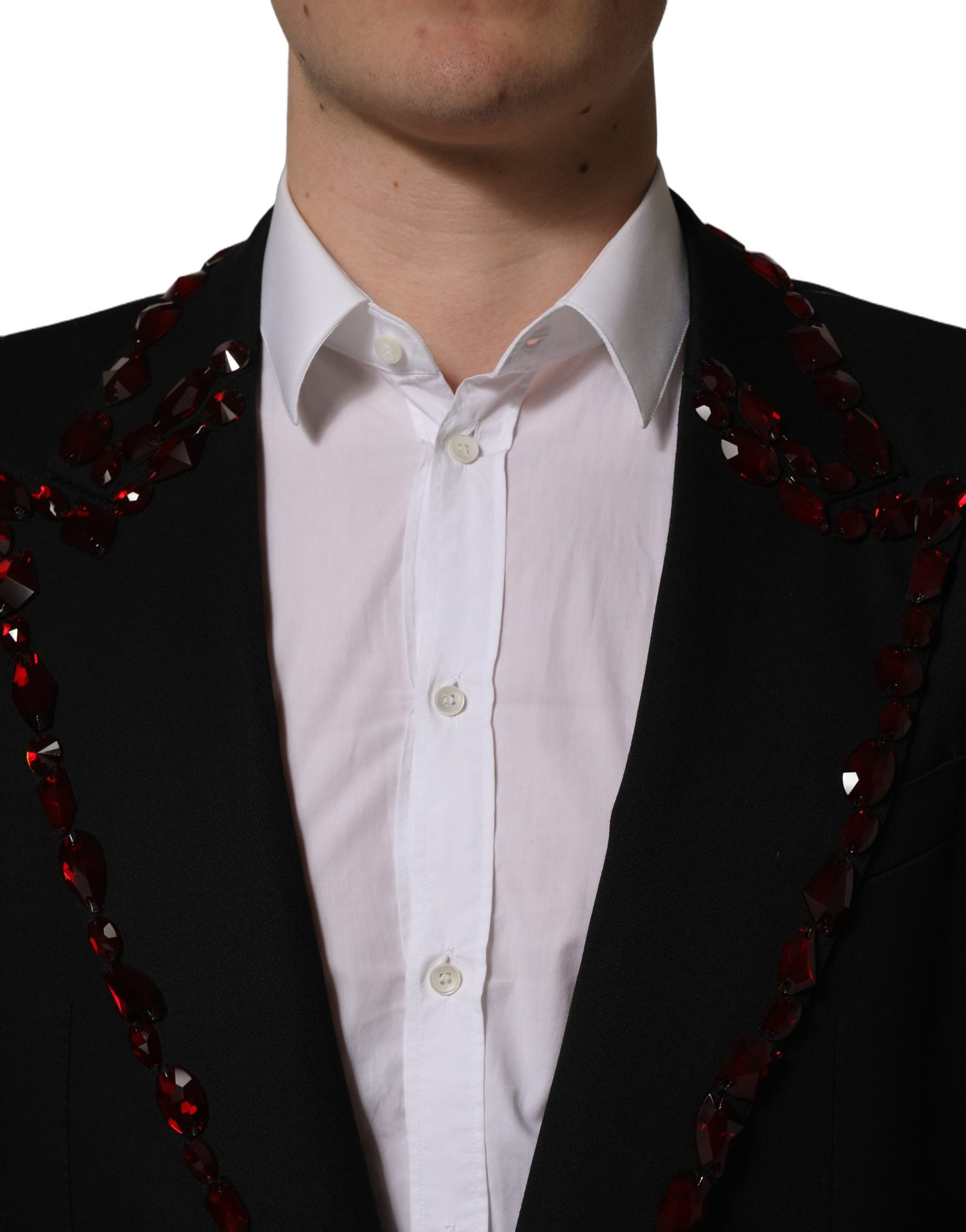 Dolce & Gabbana Black Crystal Embellished Coat Blazer Jacket | Regal Royce
