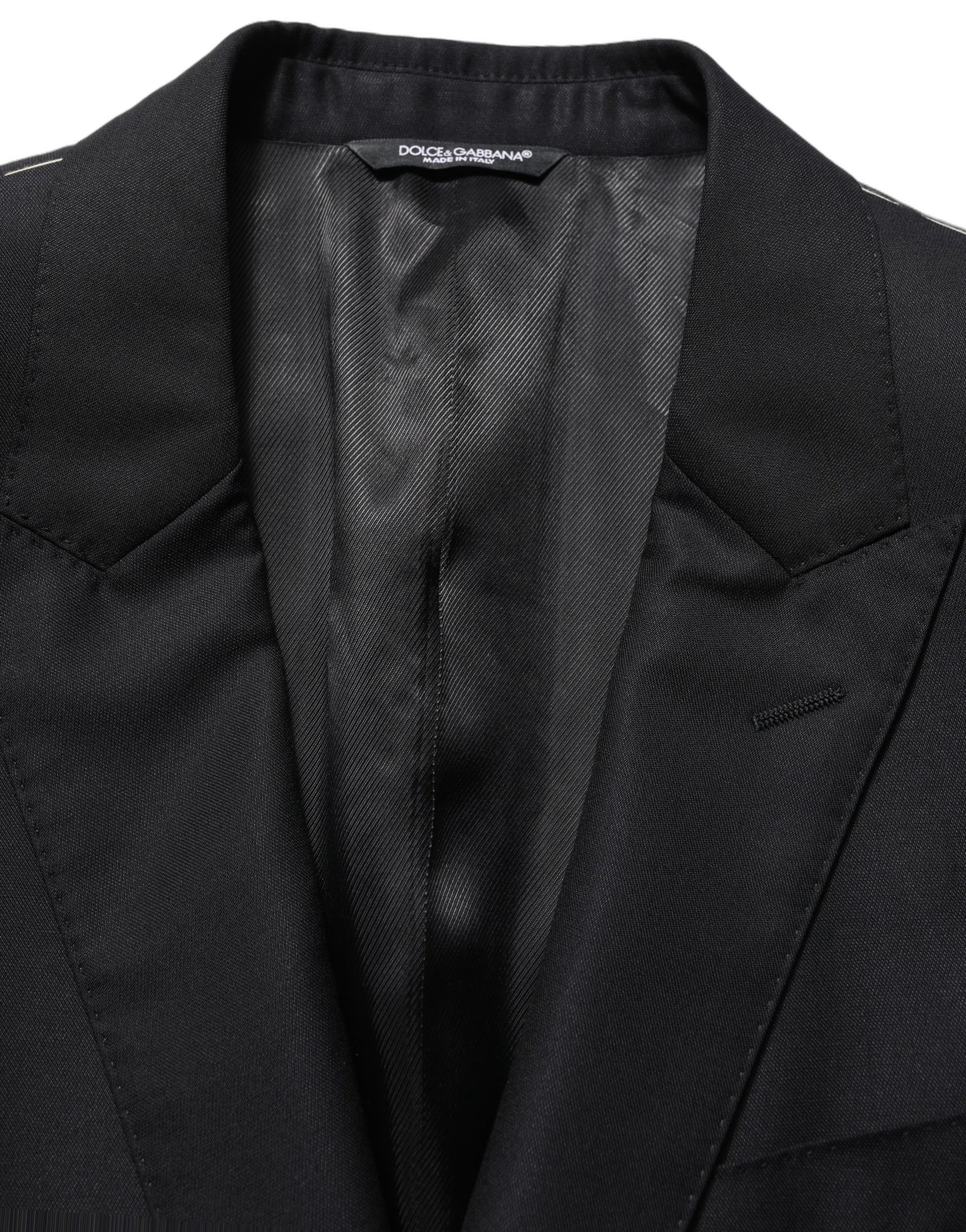 Dolce & Gabbana Black Wool Single Breasted Men Blazer Jacket | Regal Royce