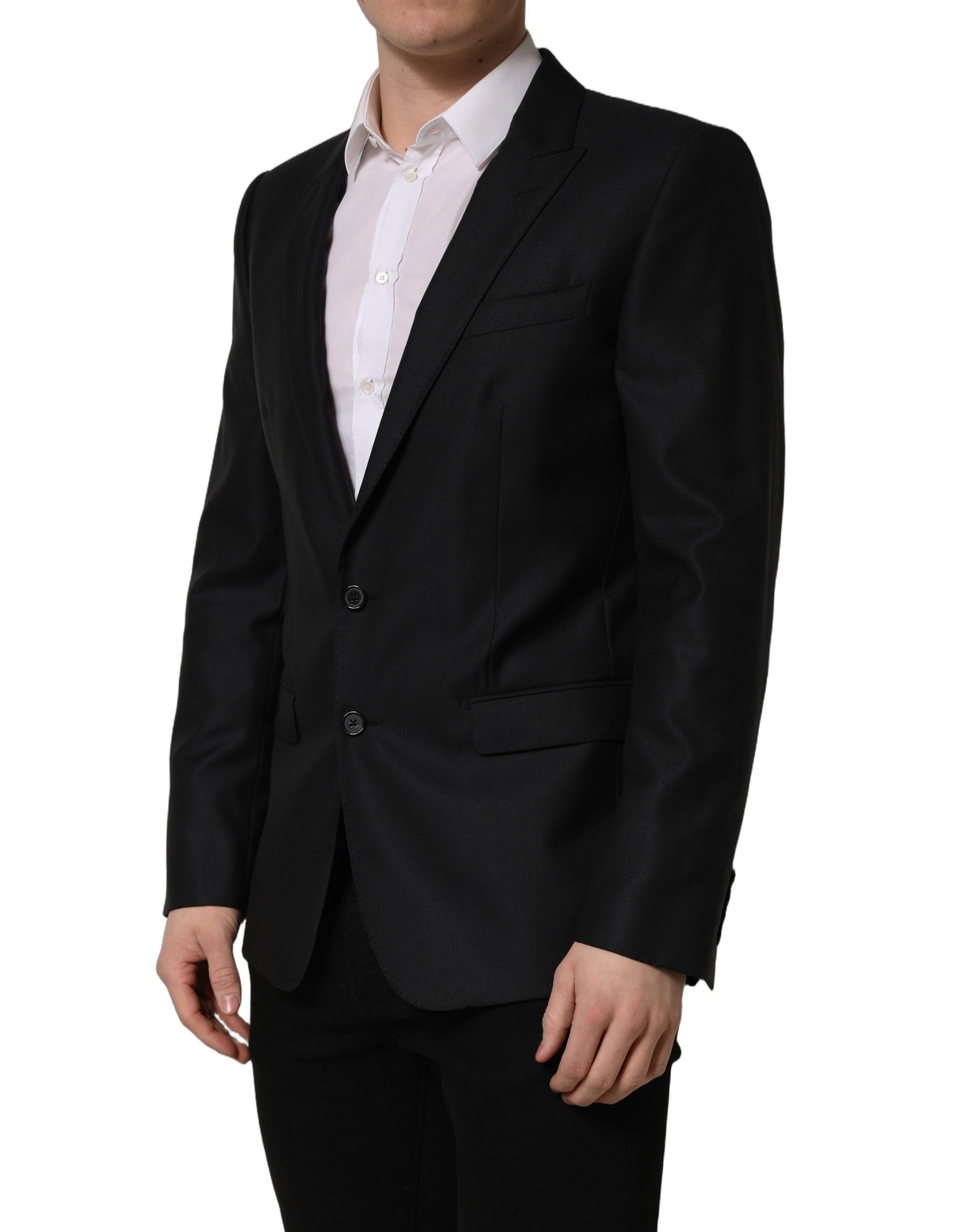 Dolce & Gabbana Black Wool Single Breasted Men Blazer Jacket | Regal Royce