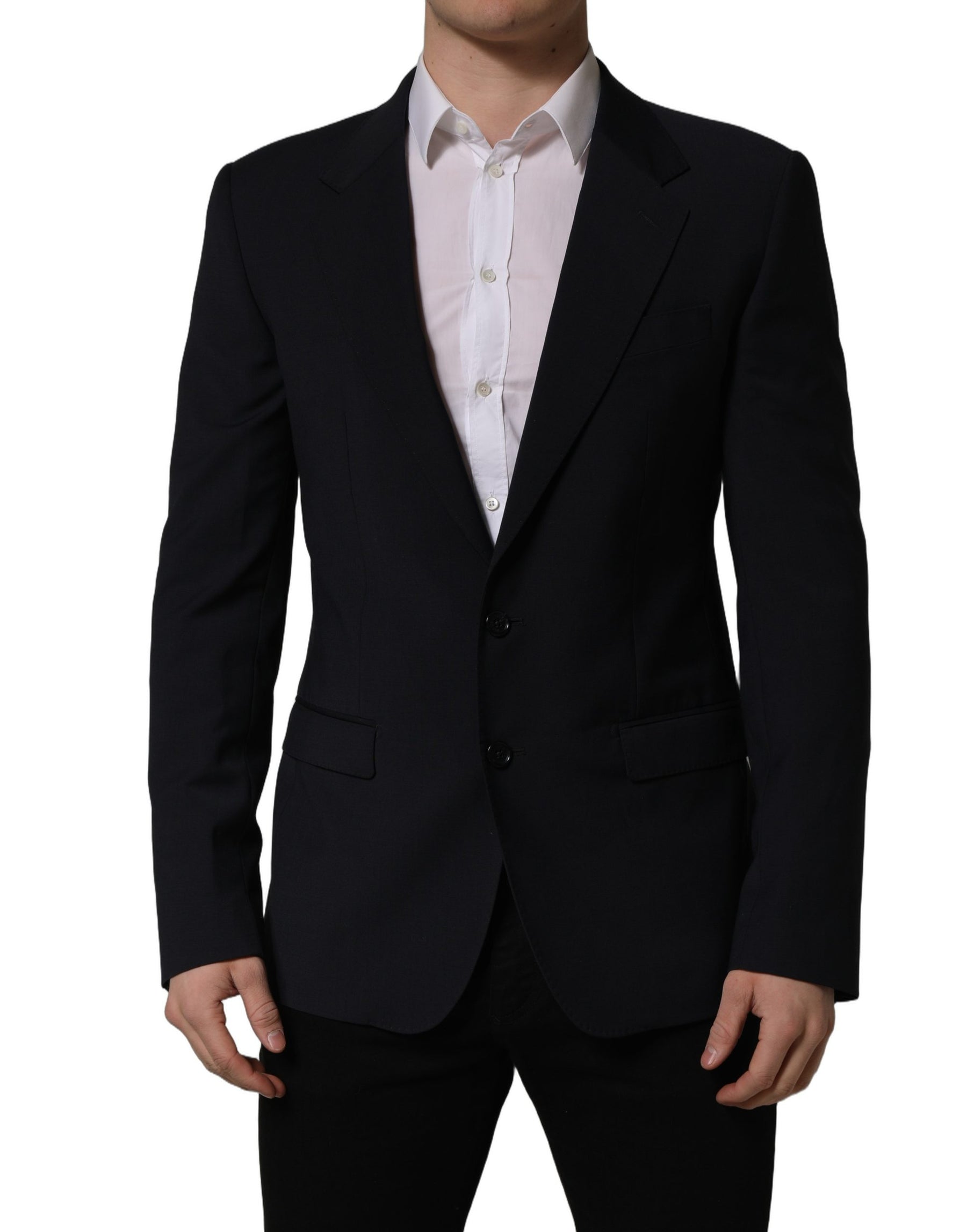 Dolce & Gabbana Black Wool Single Breasted Men Blazer Jacket | Regal Royce