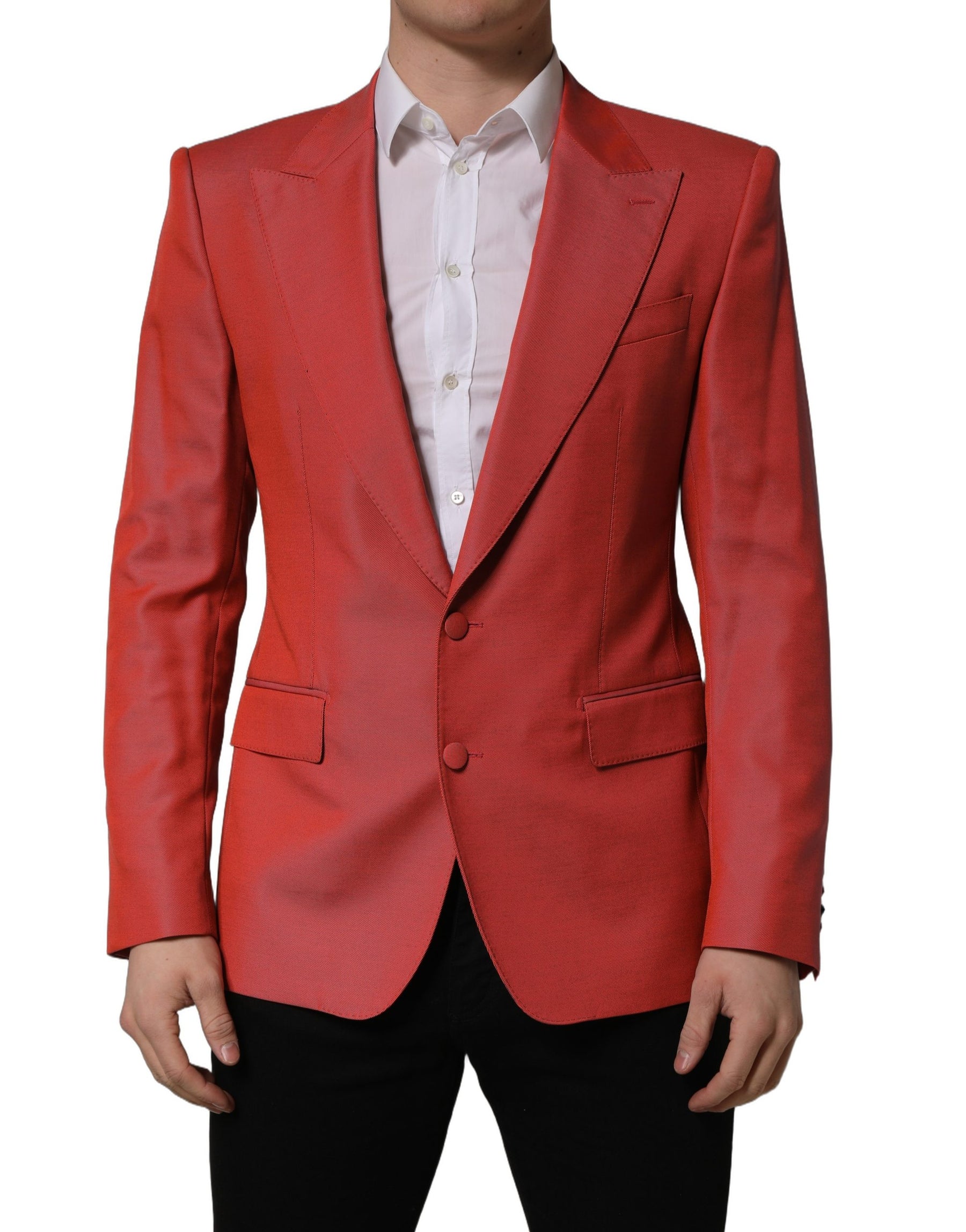 Dolce & Gabbana Red Wool Single Breasted Men Blazer Jacket | Regal Royce