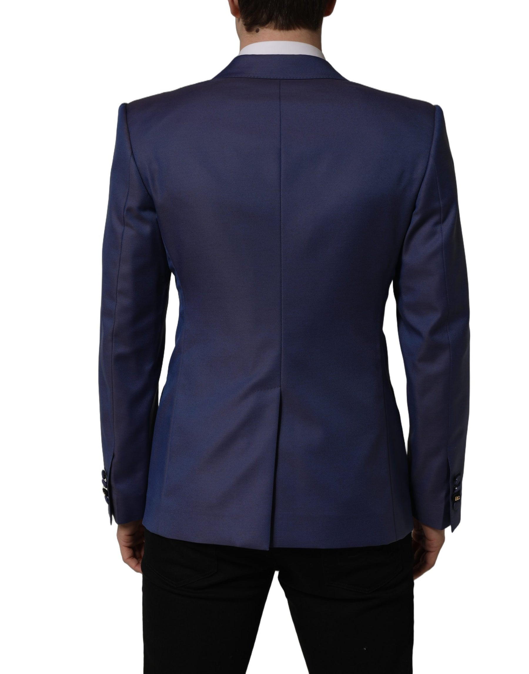 Dolce & Gabbana Blue Wool Double Breasted Men Blazer Jacket | Regal Royce