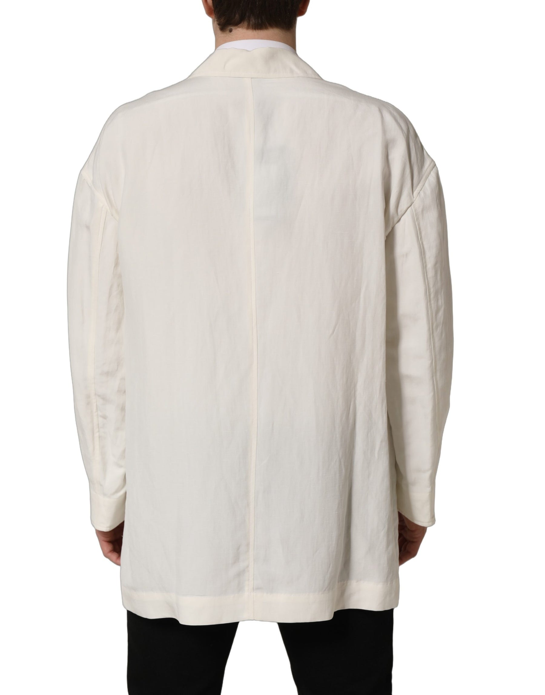 Dolce & Gabbana Off White Flax Single Breasted Blazer Jacket | Regal Royce