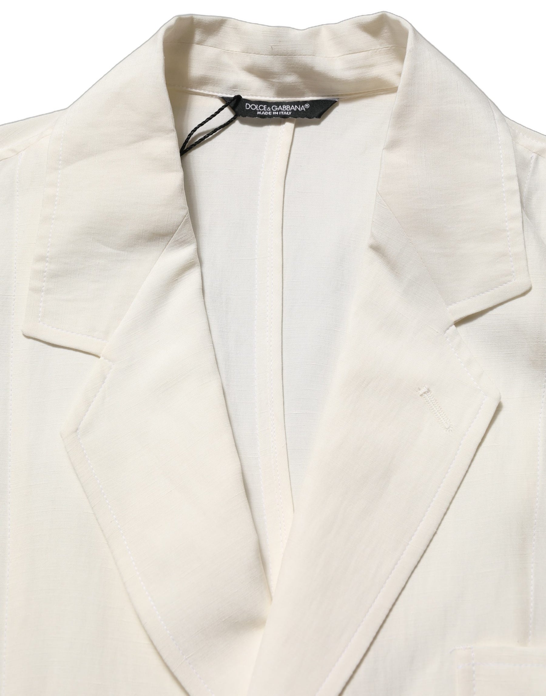 Dolce & Gabbana Off White Flax Single Breasted Blazer Jacket | Regal Royce