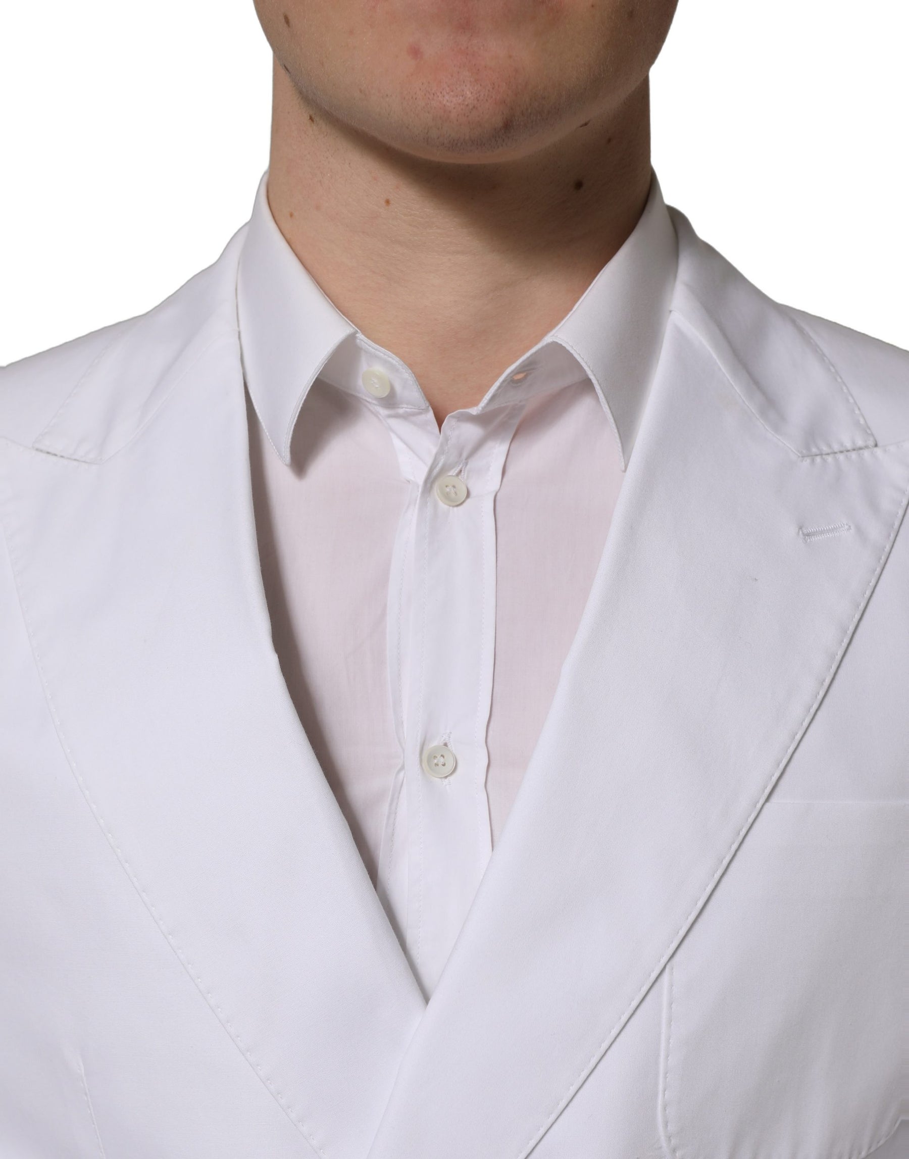 Dolce & Gabbana White Cotton Double Breasted Blazer Jacket | Regal Royce