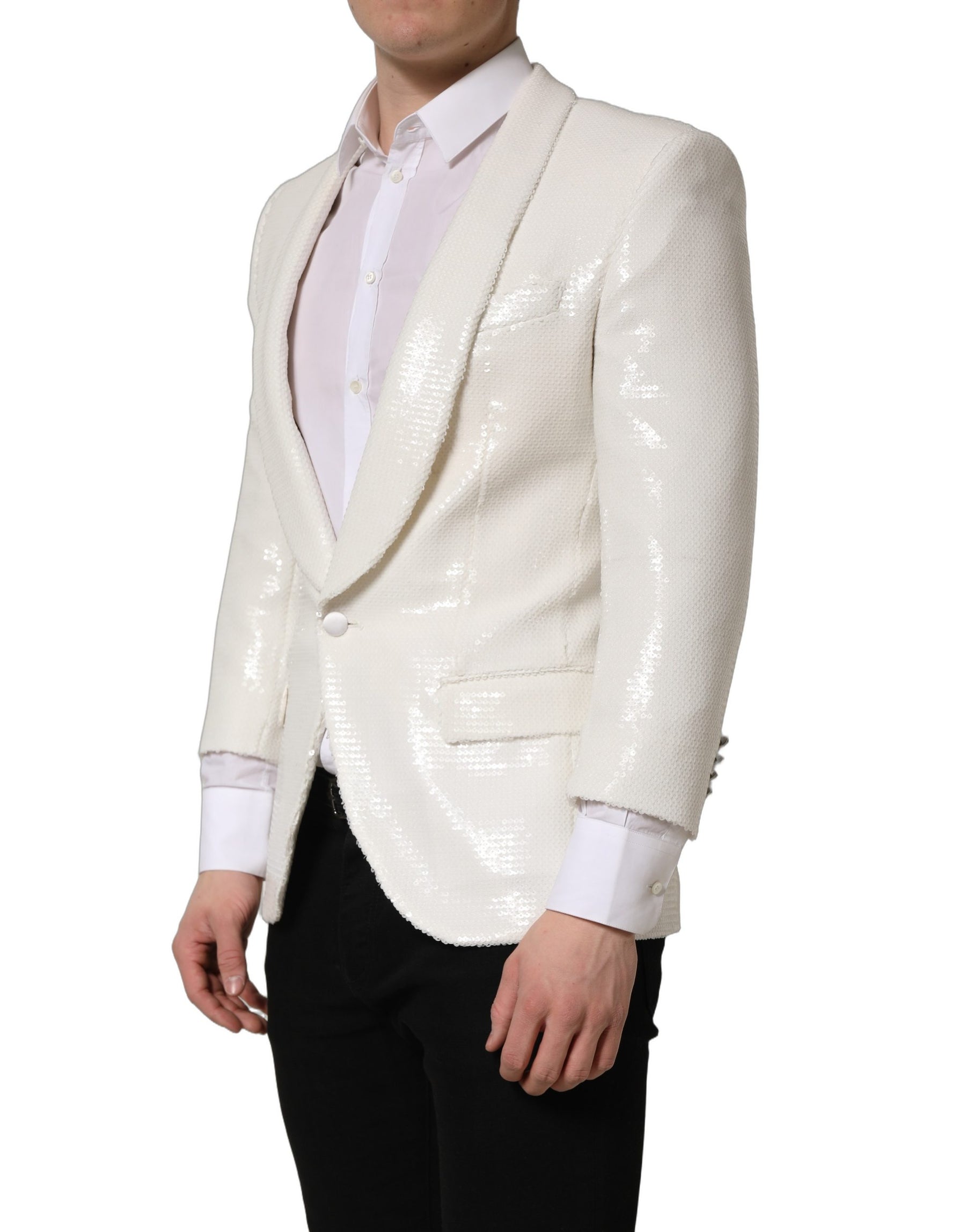 Dolce & Gabbana White Viscose Single Breasted Blazer Jacket | Regal Royce
