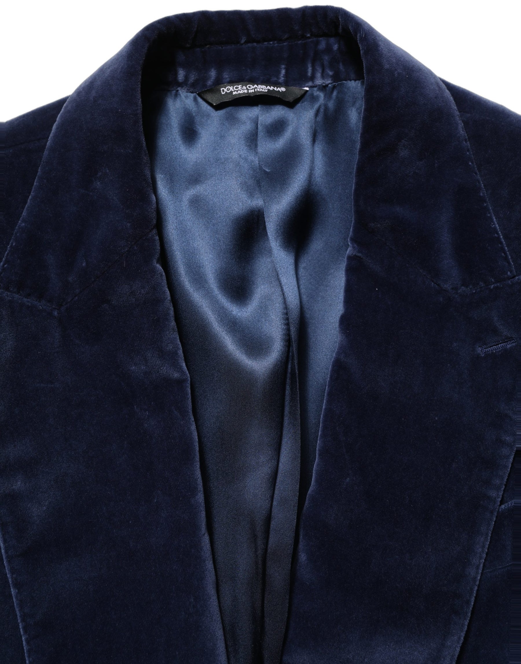 Dolce & Gabbana Blue Velvet Single Breasted Blazer Jacket | Regal Royce