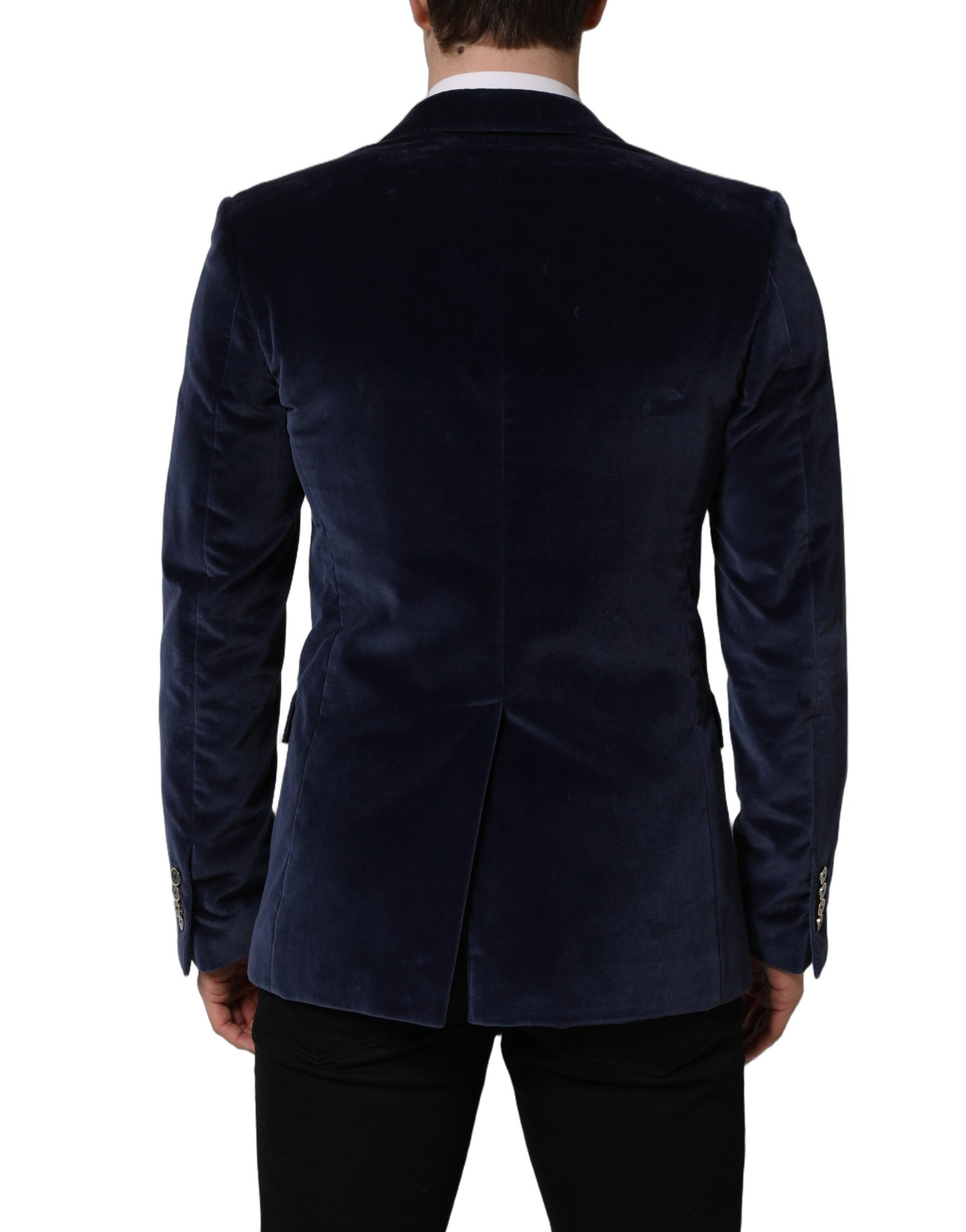 Dolce & Gabbana Blue Velvet Single Breasted Blazer Jacket | Regal Royce