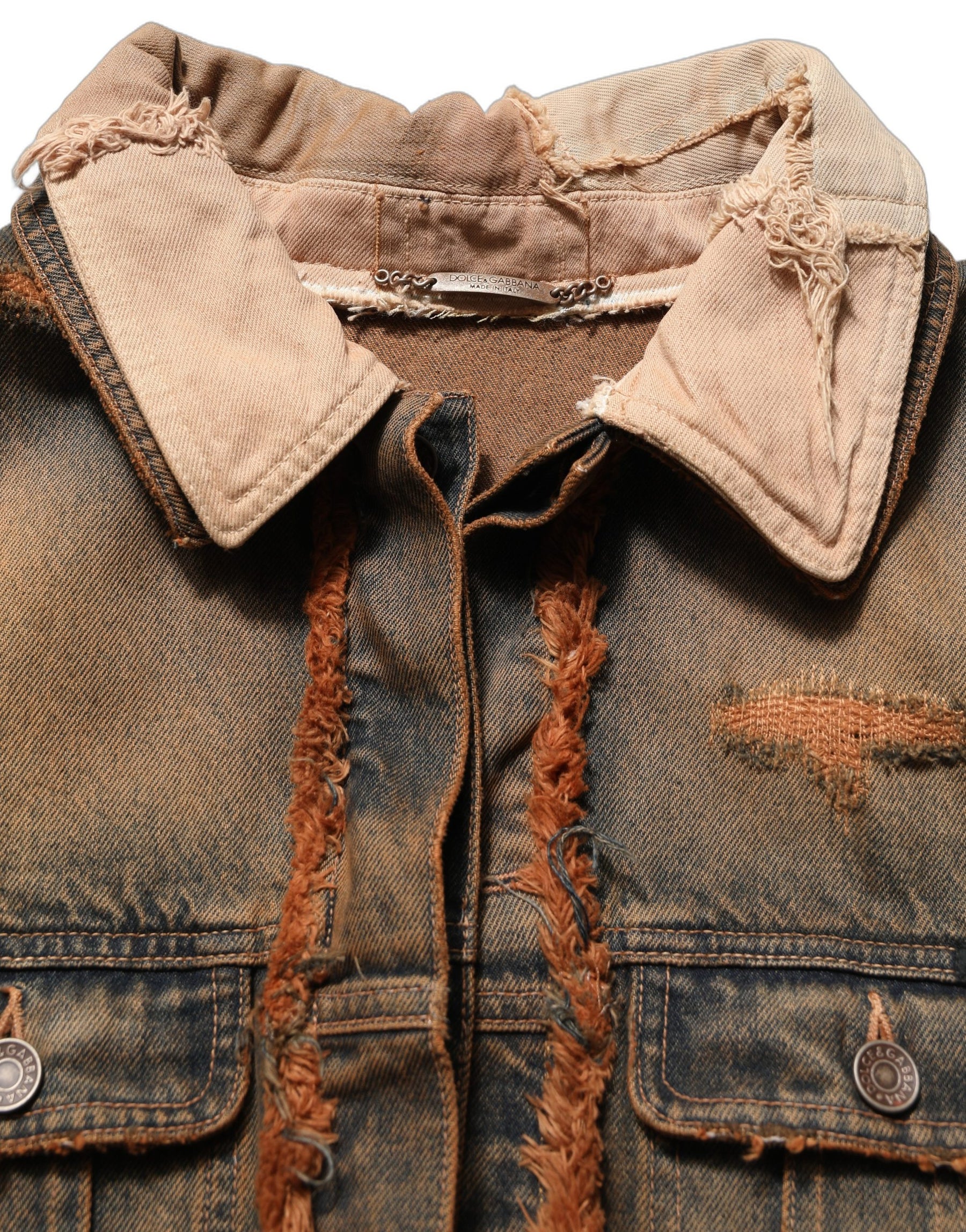 Dolce & Gabbana Multicolor Raw Cut Panelled Denim Men Jacket | Regal Royce