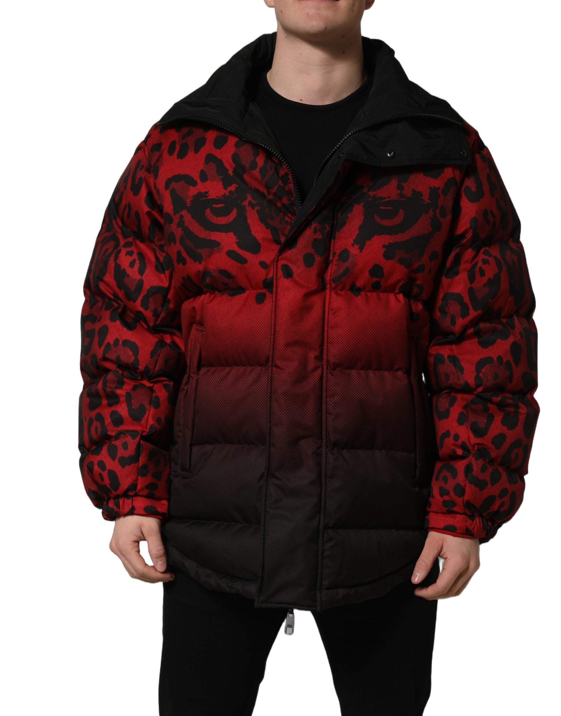 Dolce & Gabbana Red Black Reversible Animal Print Puffer Coat Jacket | Regal Royce